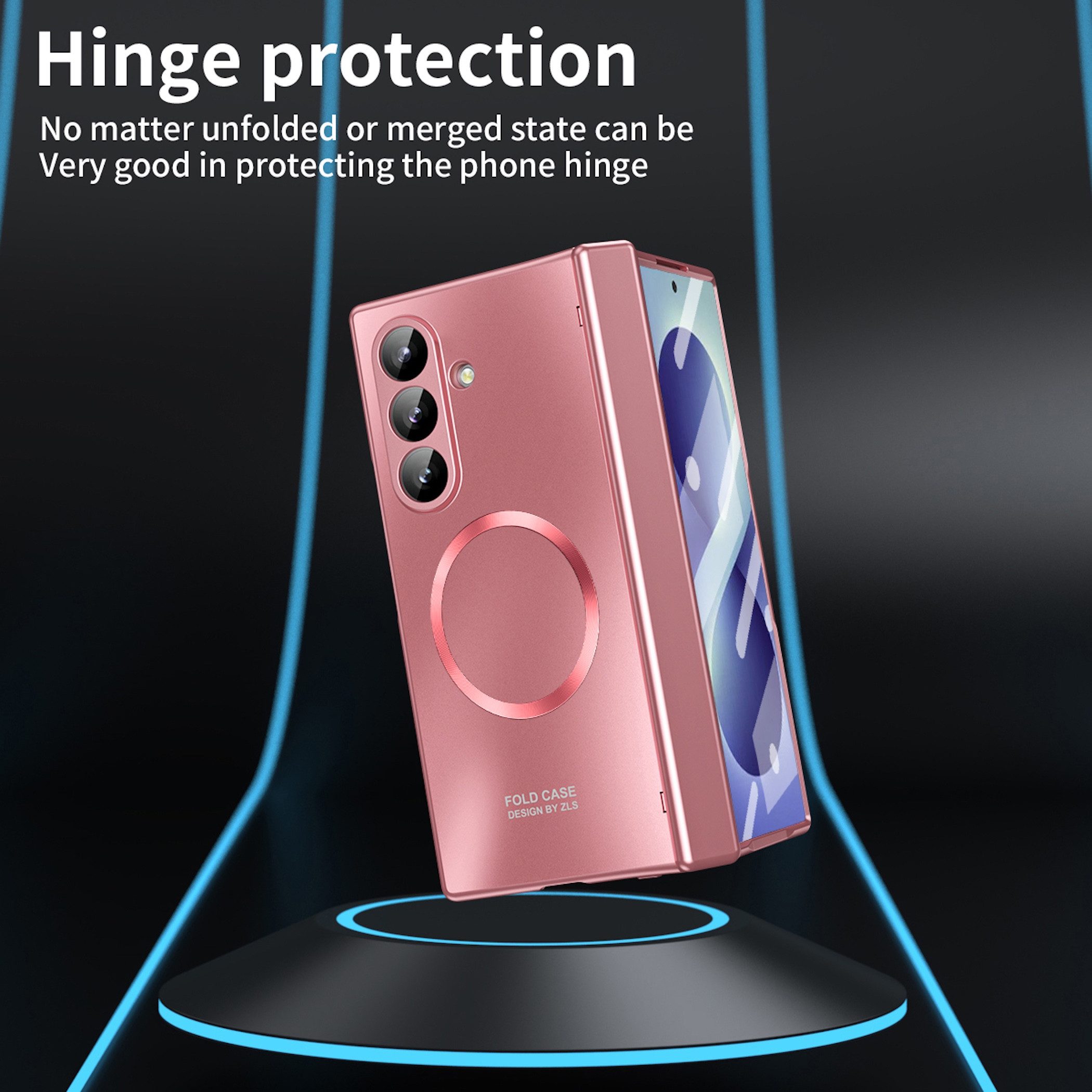 Wigento Handyhülle Klapphülle + H9 Display Glas Samsung Galaxy Z Fold8 Ultra 5G Pink 8,00 Zoll und 6,50 Zoll, Kamera Lisen Schutz – Bild 4 von 5