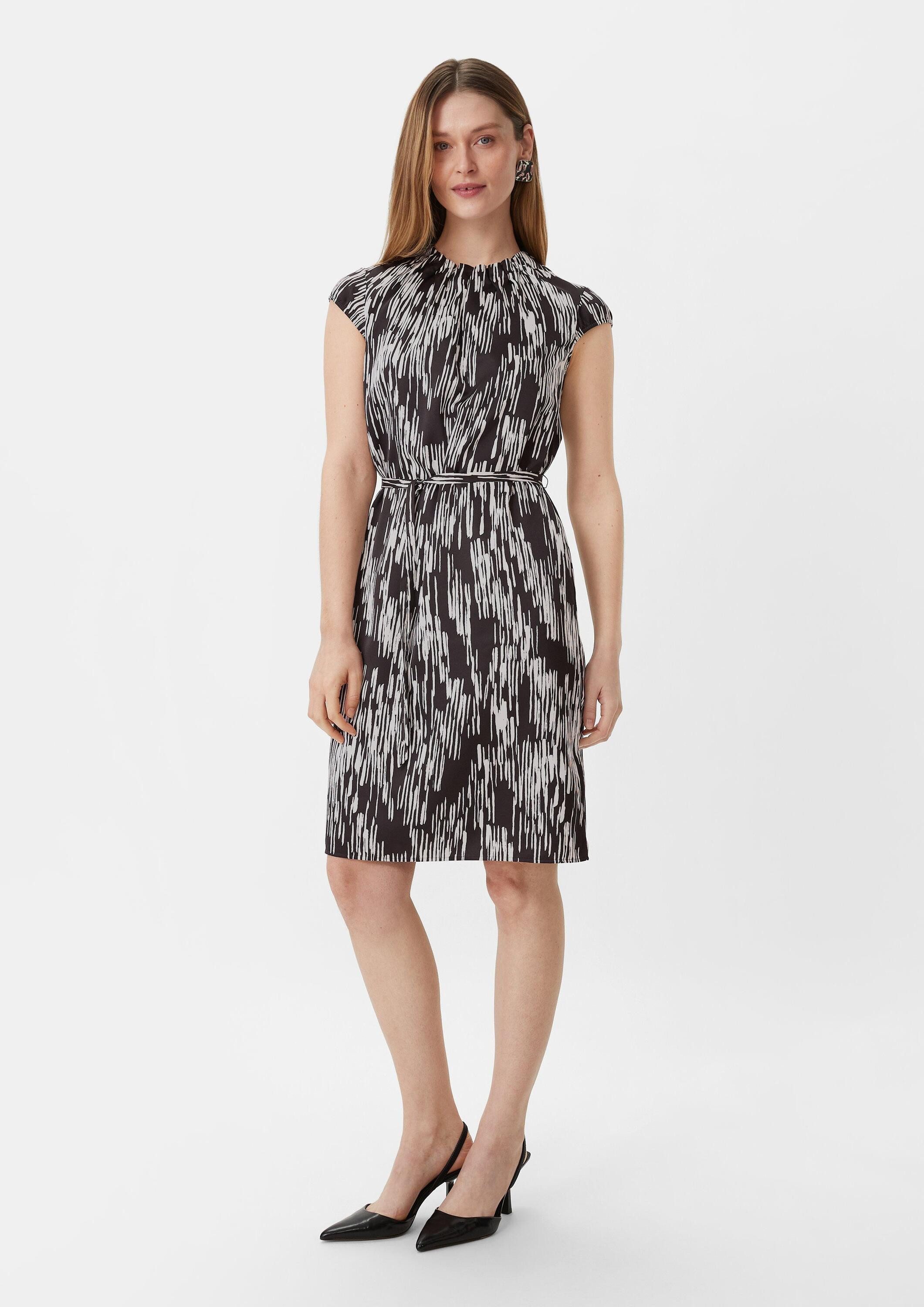 comma Minikleid Kleid Gemustertes Satinkleid mit Raffung