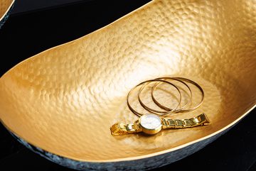 riess-ambiente Dekoschale ABSTRACT ORIENT 55cm gold (Set, 2 St), Wohnzimmer · Esszimmer · Schmuckschale · Metall · Handmade