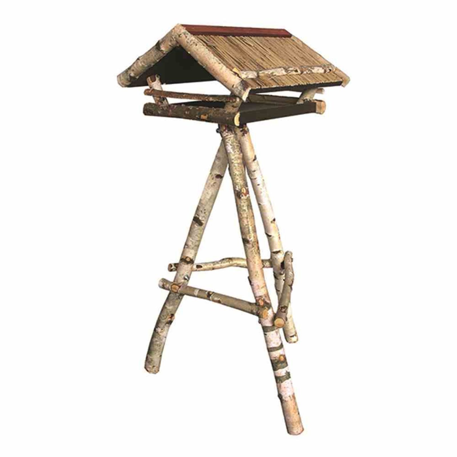 Siena Garden Vogelhaus Vogelfutterhaus Birke mit Ständer Maße: 52x55x25 cm