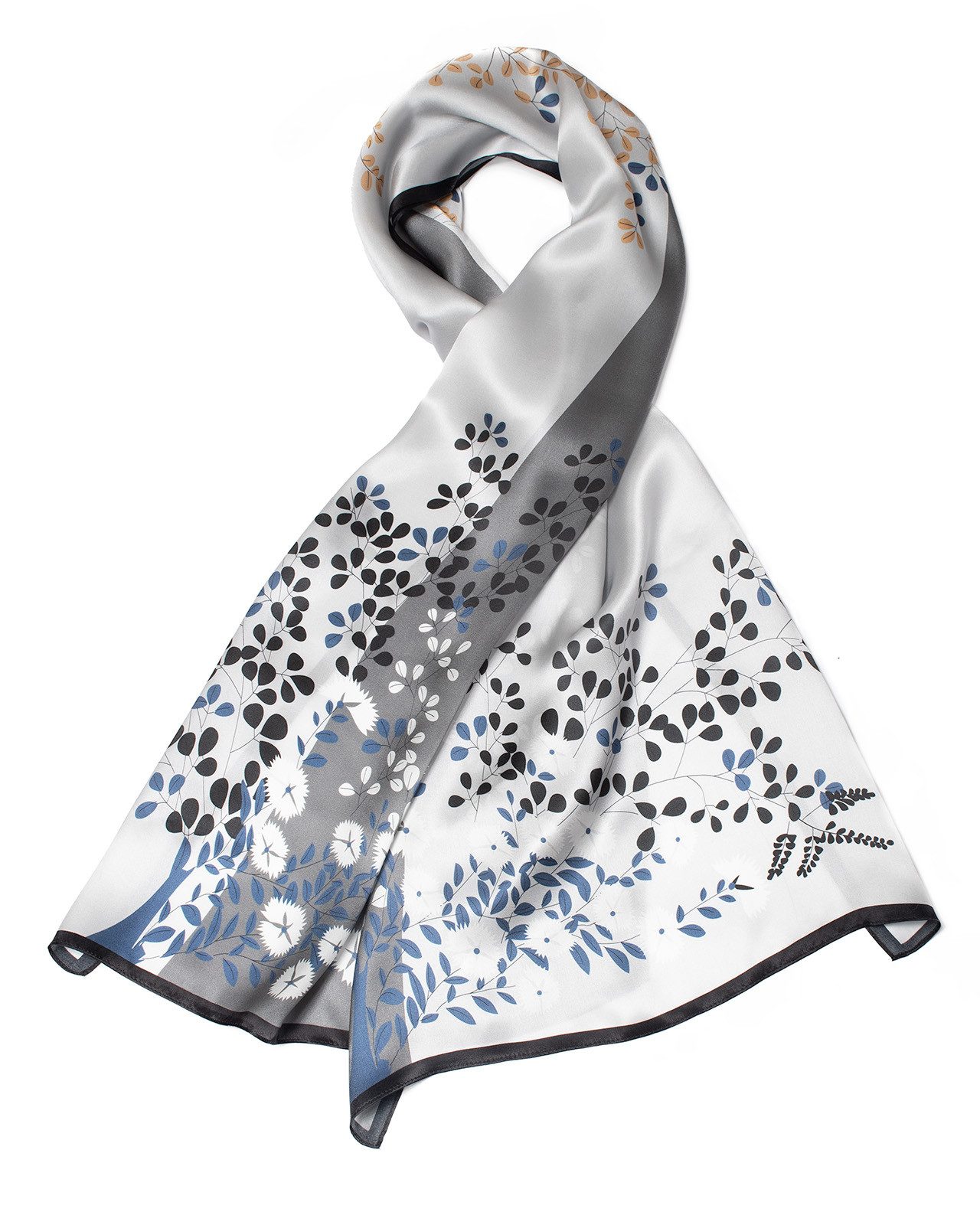 MayTree Seidenschal Blütenzweige blau, grau, gelb 55 x 175 cm, (Stück), Sei günstig online kaufen