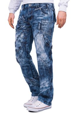 Cipo & Baxx 5-Pocket-Jeans Kosmo Lupo Herren Jeans KM130 W31/L32 (1-tlg) mit Schriftzügen und Verzierungen