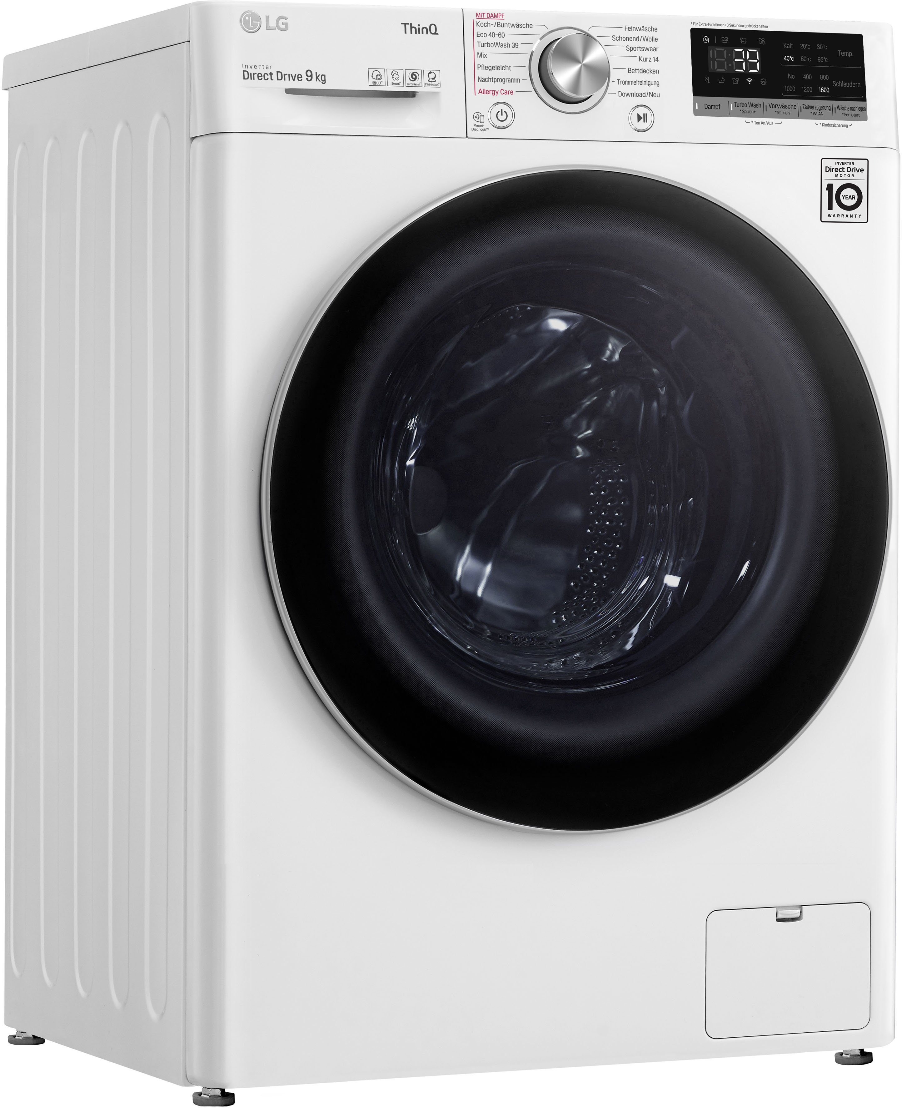LG Waschmaschine F6WV709P1, 9 kg, 1600 U/min, TurboWash® - Waschen in nur 39 Minuten