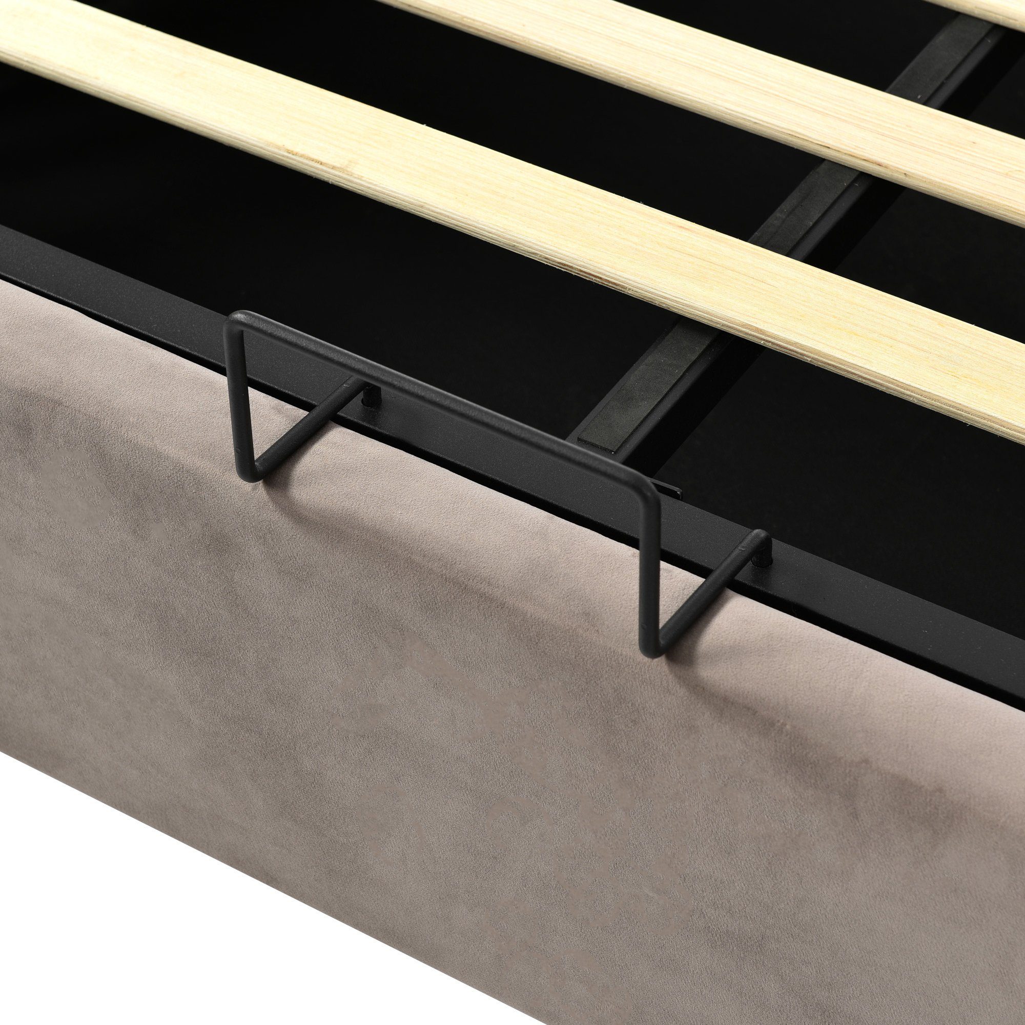Boxspringbett (Funktionsbett, Doppelbett mit Bettkasten, Lattenrost und verstellbarem Kopfteil), Polsterbett hydraulisches Bett 140x200 cm, Bezug aus Samt