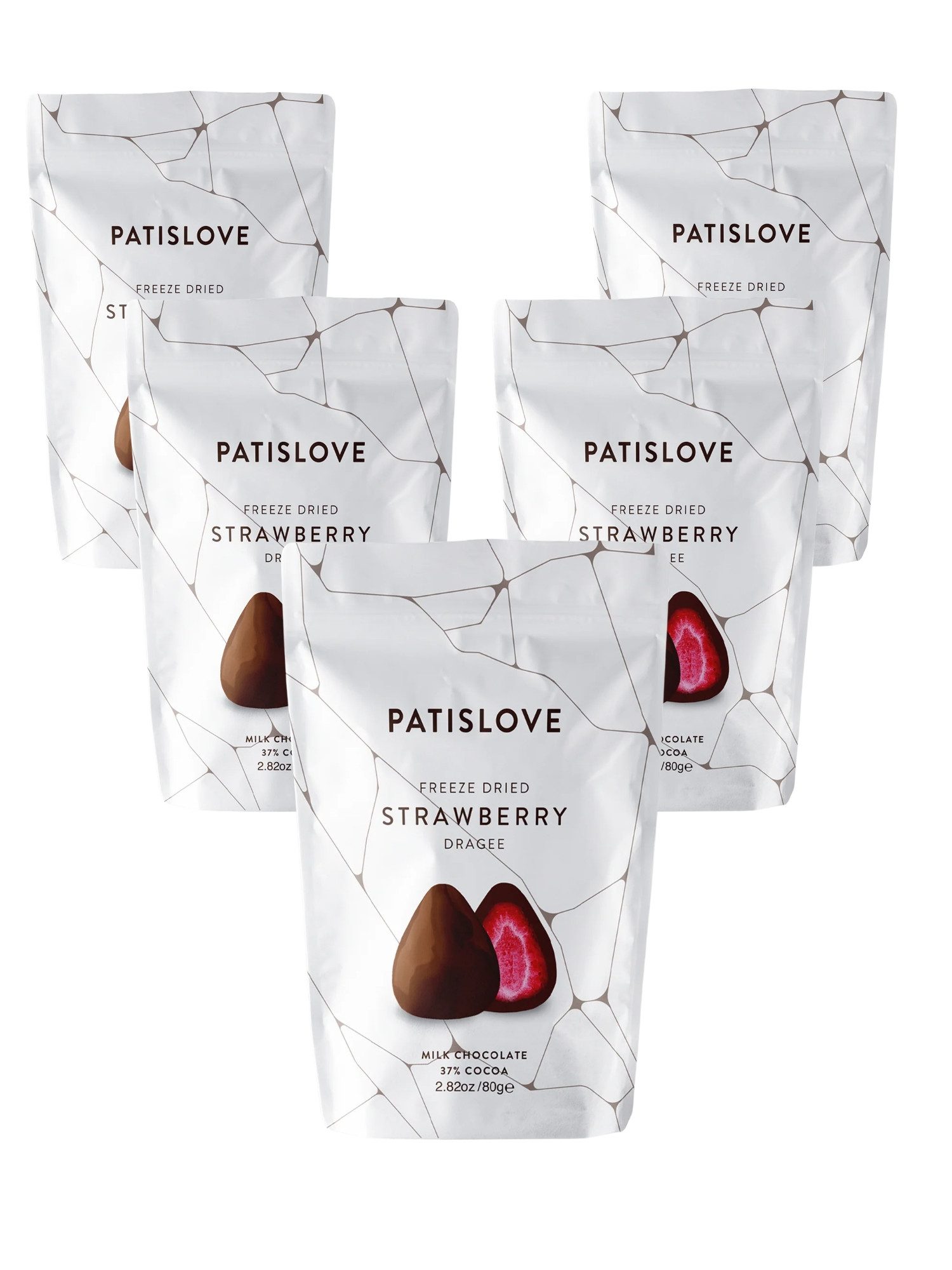 PATISLOVE Schokolade Patislove Gefriergetrocknete Erdbeeren in Vollmilchschokolade, 80g, Gefriergetrocknete ganze Früchte, Premium Vollmilchschokolade