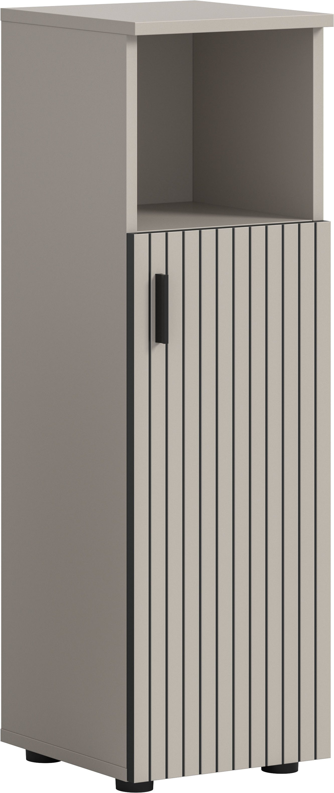 welltime Stauraumschrank MANI, Höhe: 95 cm, Paneeloptik, 1 offenes Fach, 1 Tür (1-St) Badezimmerschrank, Badschrank, Bad, Badezimmer