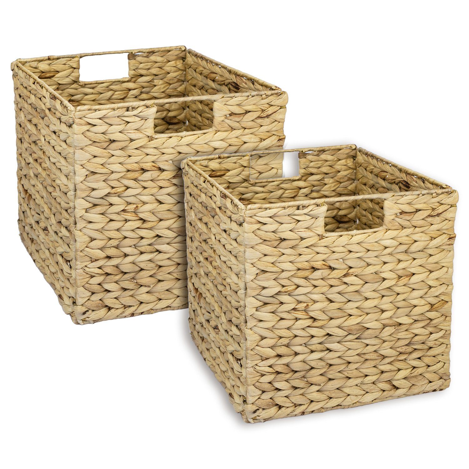 HMF Regalkorb Nachhaltige Aufbewahrungsbox aus Wasserhyazinthe (2 St), Handgefertigter Einsatz für Kallaxregale, 32x34,5x32 cm