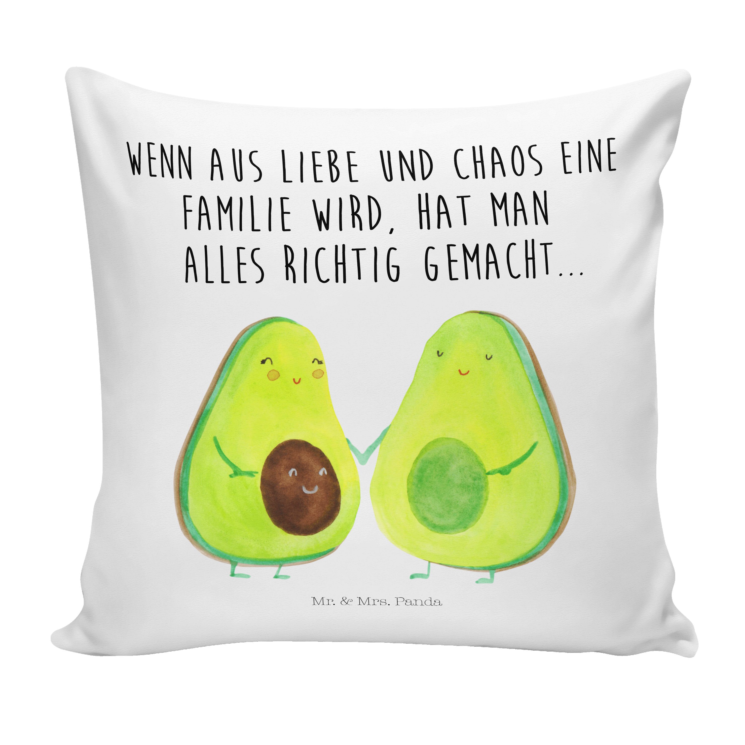 Mr. & Mrs. Panda Dekokissen Avocado Pärchen - Weiß - Geschenk, Familie, Frucht, Sofakissen, Hochz