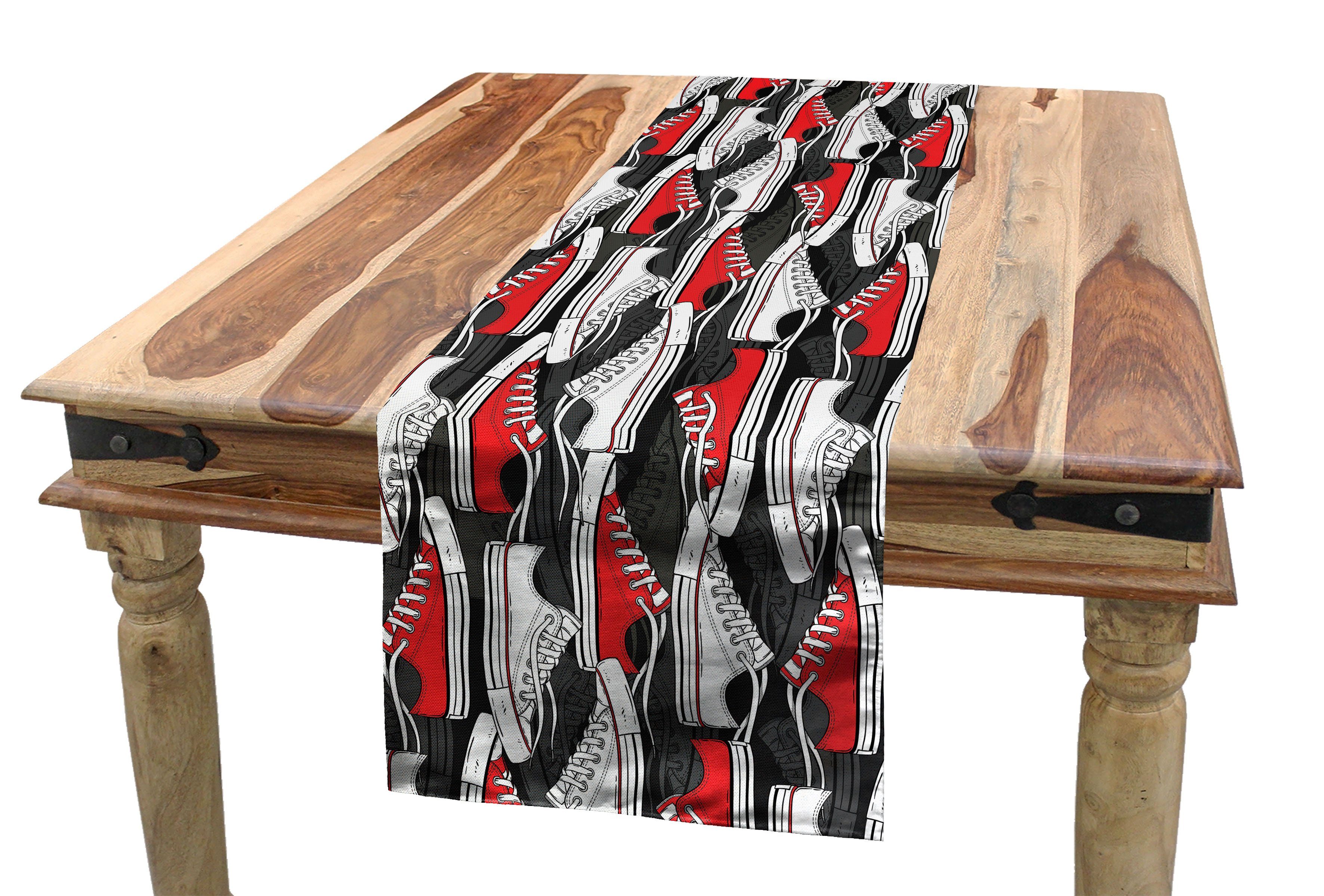 Retro Tischläufer, Tischläufer Kleidung Küche Dekorativer Cartoon-Stil Lässige Abakuhaus Rechteckiger Esszimmer