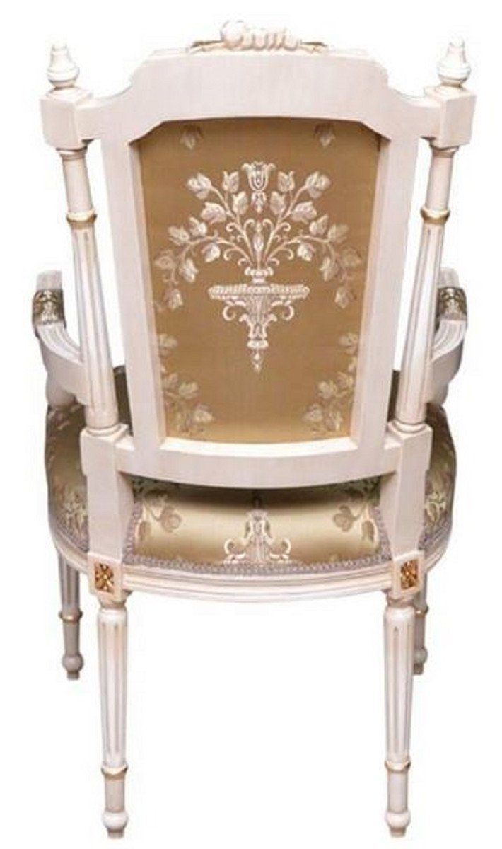 / - Armlehnen Barockstil Stil - / Casa im Handgefertigter Antik Esszimmer Möbel Padrino mit Gold Esszimmerstuhl Esszimmerstuhl Barock Gold Cremefarben Stuhl
