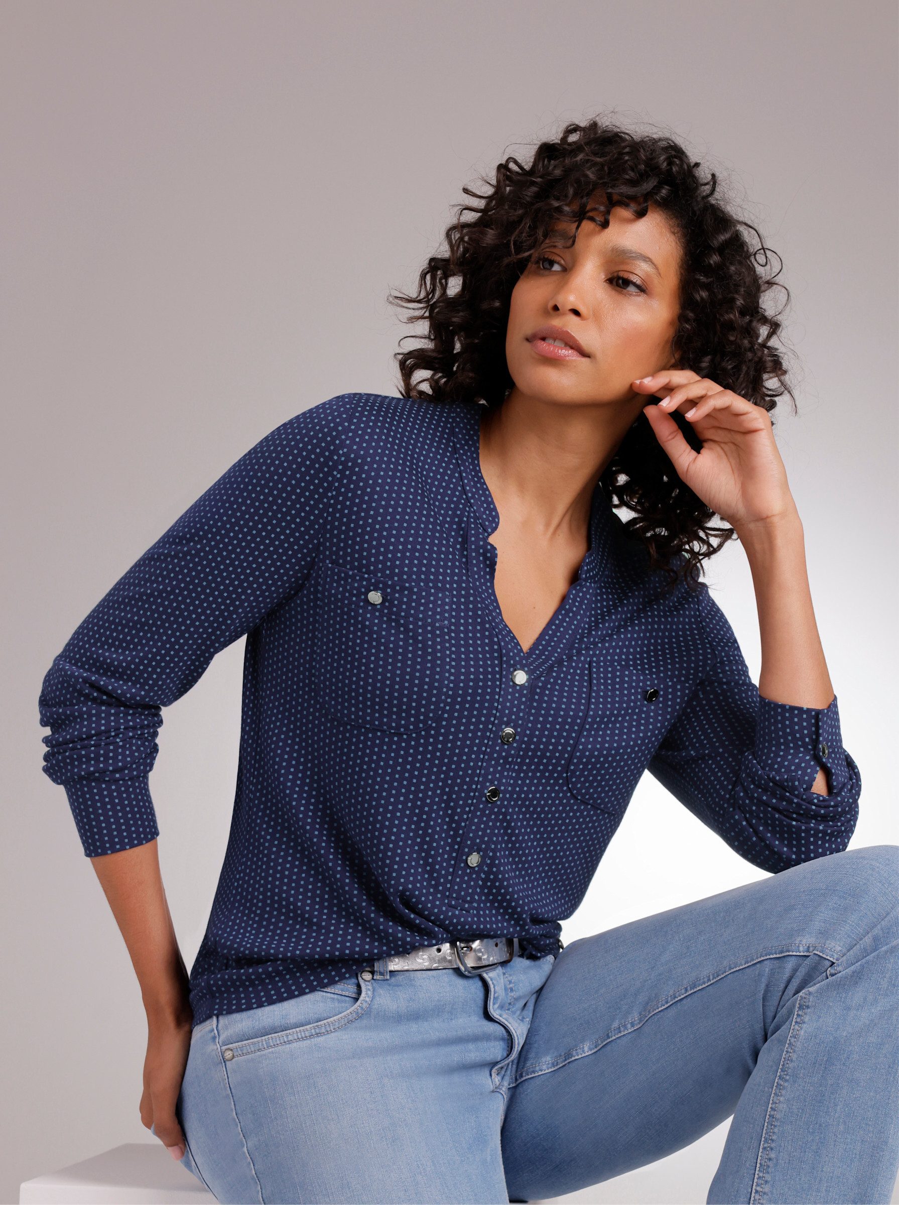 creation L T-Shirt Modal-Shirtbluse Langarm