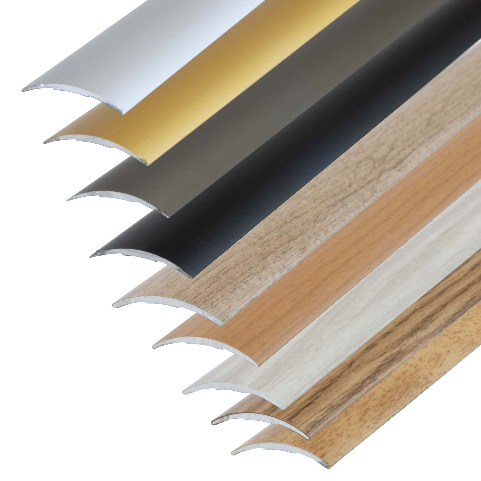 Dalsys Übergangsprofil selbstklebendes Ausgleichprofil (100cm x 60mm in der Farbe Eiche hell, 1-St), aus Aluminium, geeignet für u.a. Fliesen, Laminat und Parkett