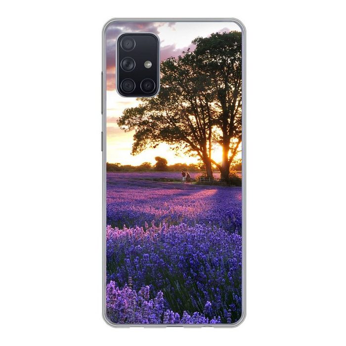 MuchoWow Handyhülle Lavendelfelder in England bei Sonnenuntergang Handyhülle Samsung Galaxy A51 5G Smartphone-Bumper Print Handy