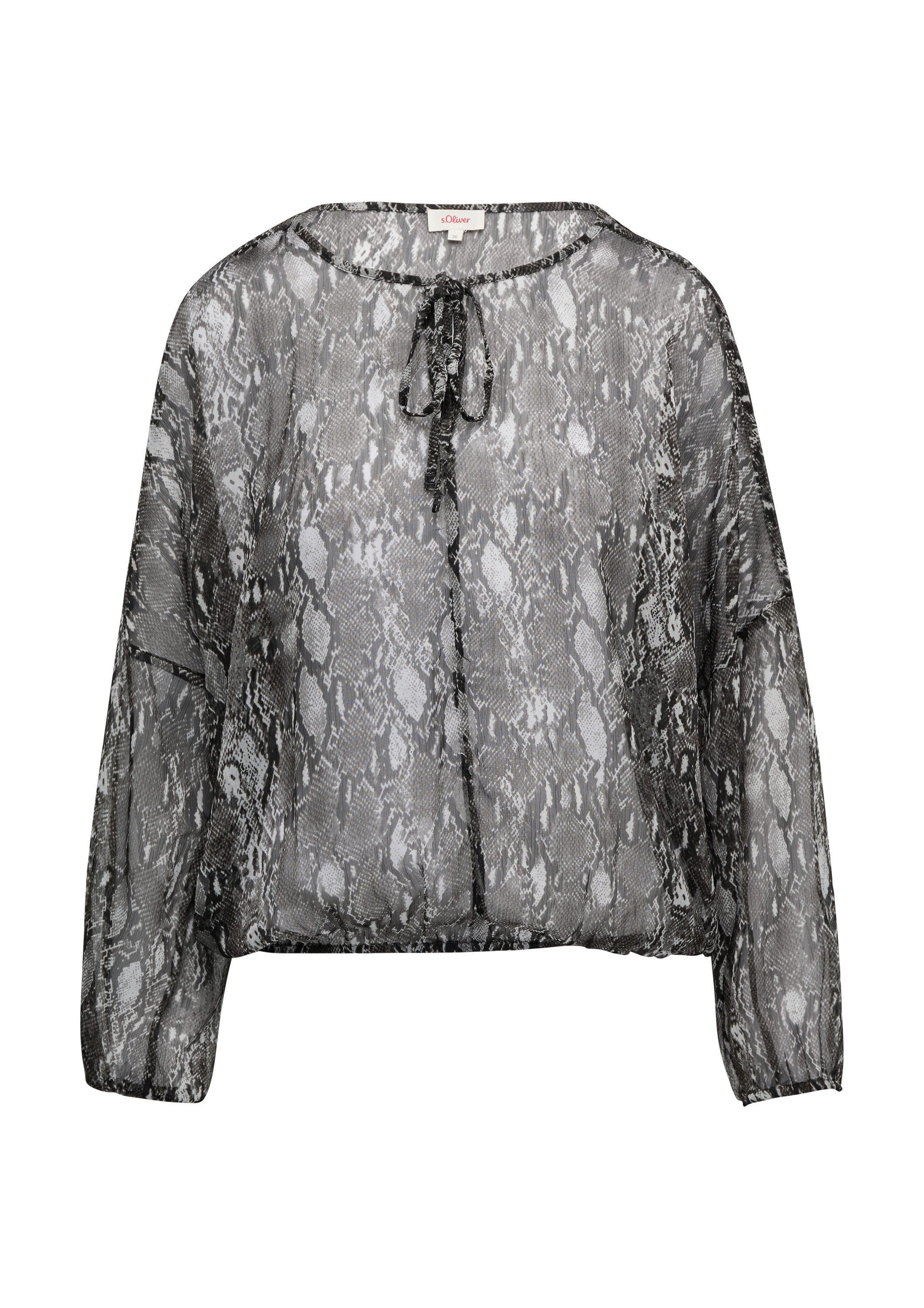 s.Oliver Langarmbluse Bluse Transparente Bluse mit All-over-Print günstig online kaufen