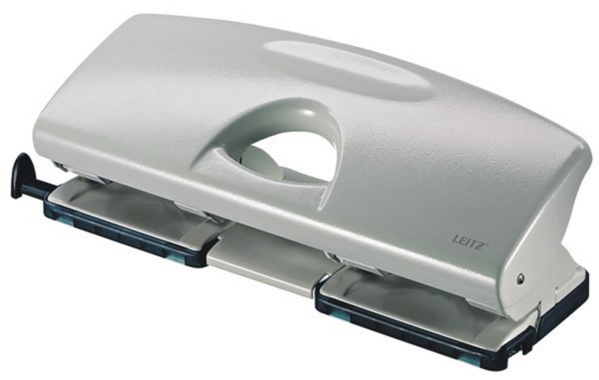 LEITZ Locher Doppellocher 25 Blatt 4-fach mit Anschlagschiene grau