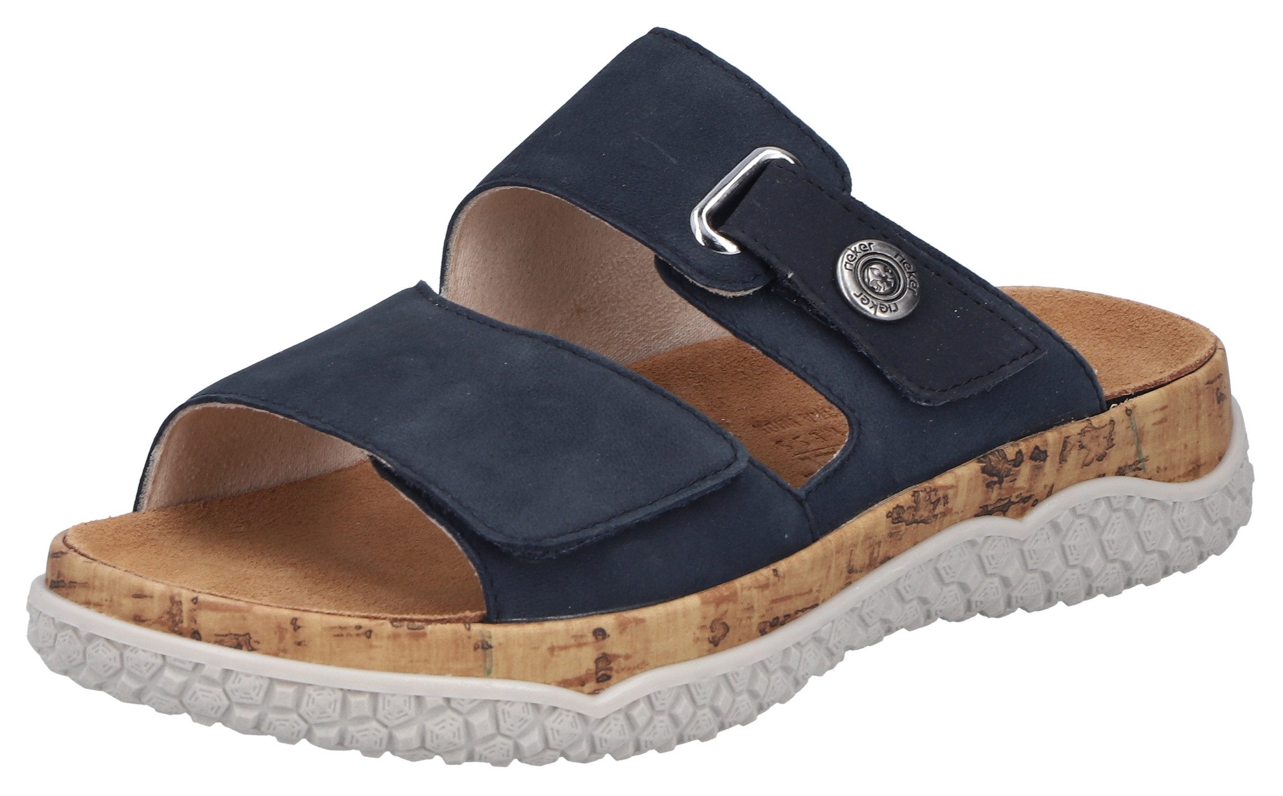 Rieker Pantolette Sommerschuh, Schlupfschuh, Hausschuh mit Klettriemchen