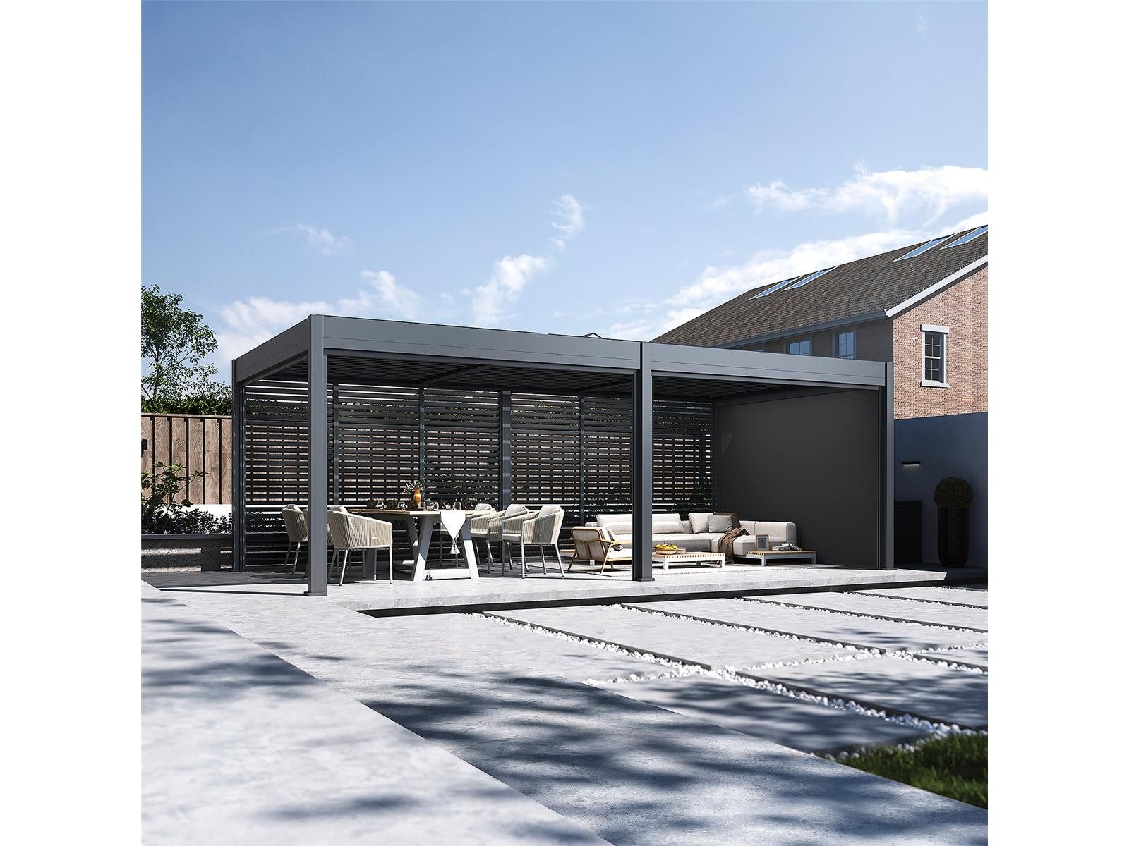 bellavista - Home&Garden® Pergola »Oasis« Sonnenrollo für 3,6m Pergola Sichtschutz Windschutz Rollo, BxTxH: 340x11x236 cm, anthrazit, wetterfest - Garten, Terrasse & Outdoor