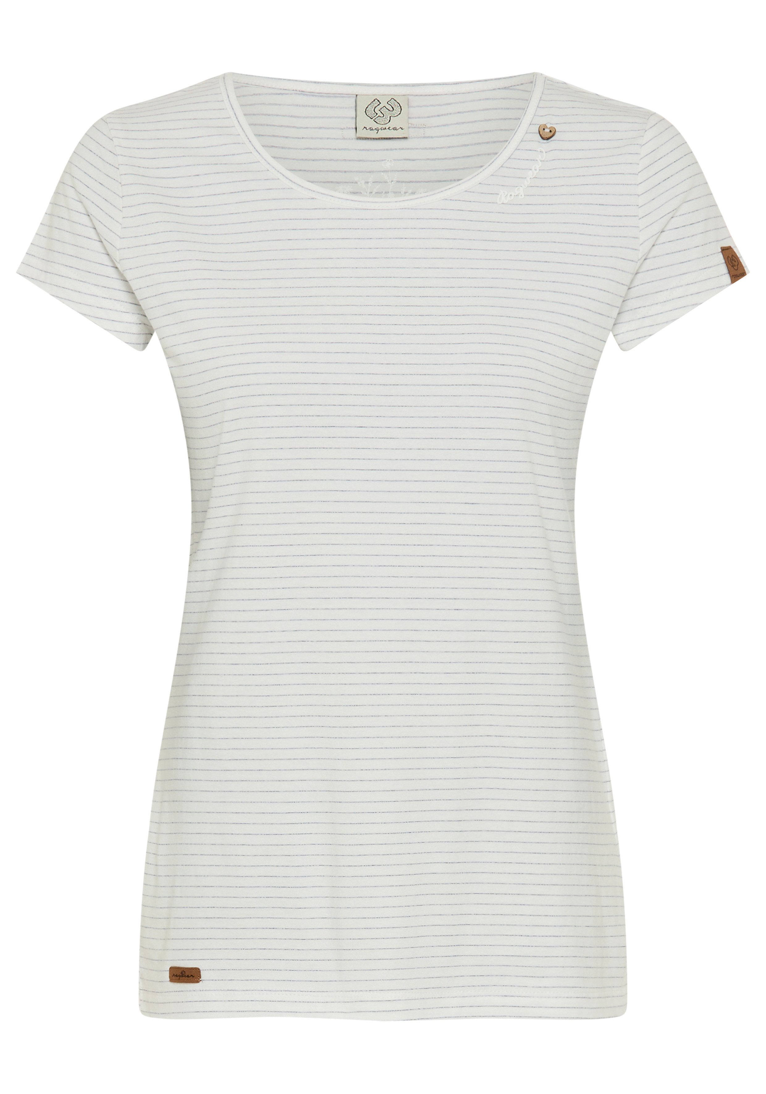 Ragwear Kurzarmshirt MINT STRIPES O mit Logoschriftzug und Zierknopf in Hol günstig online kaufen