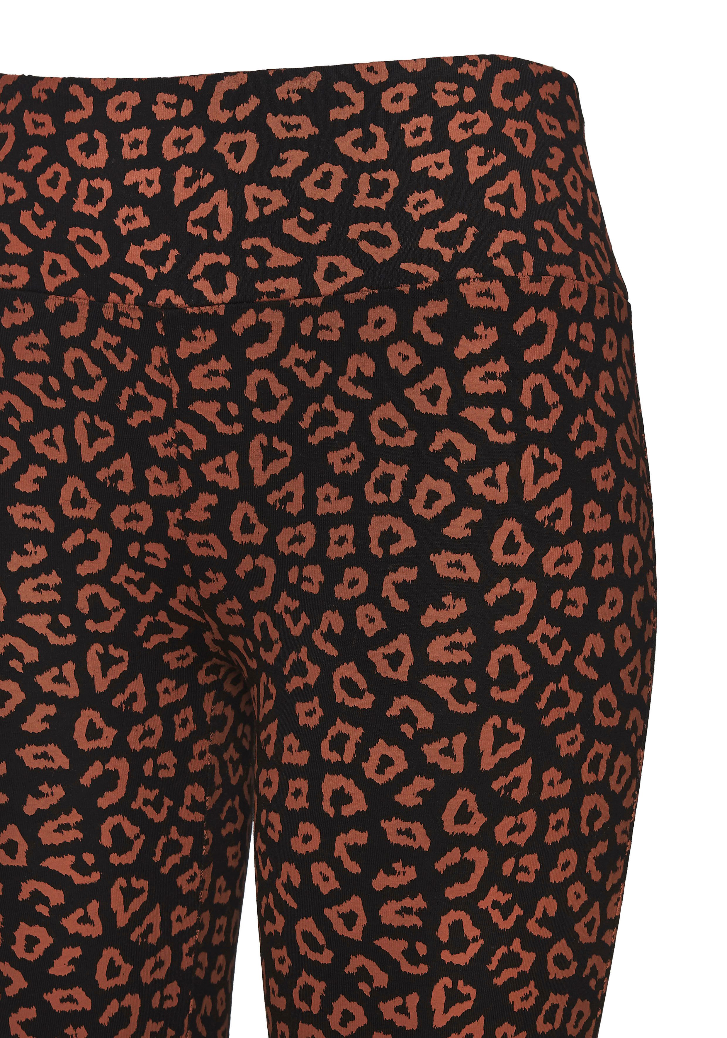 LASCANA Leggings Sweatleggings mit breitem Bündchen im Leo-Print, Loungewear