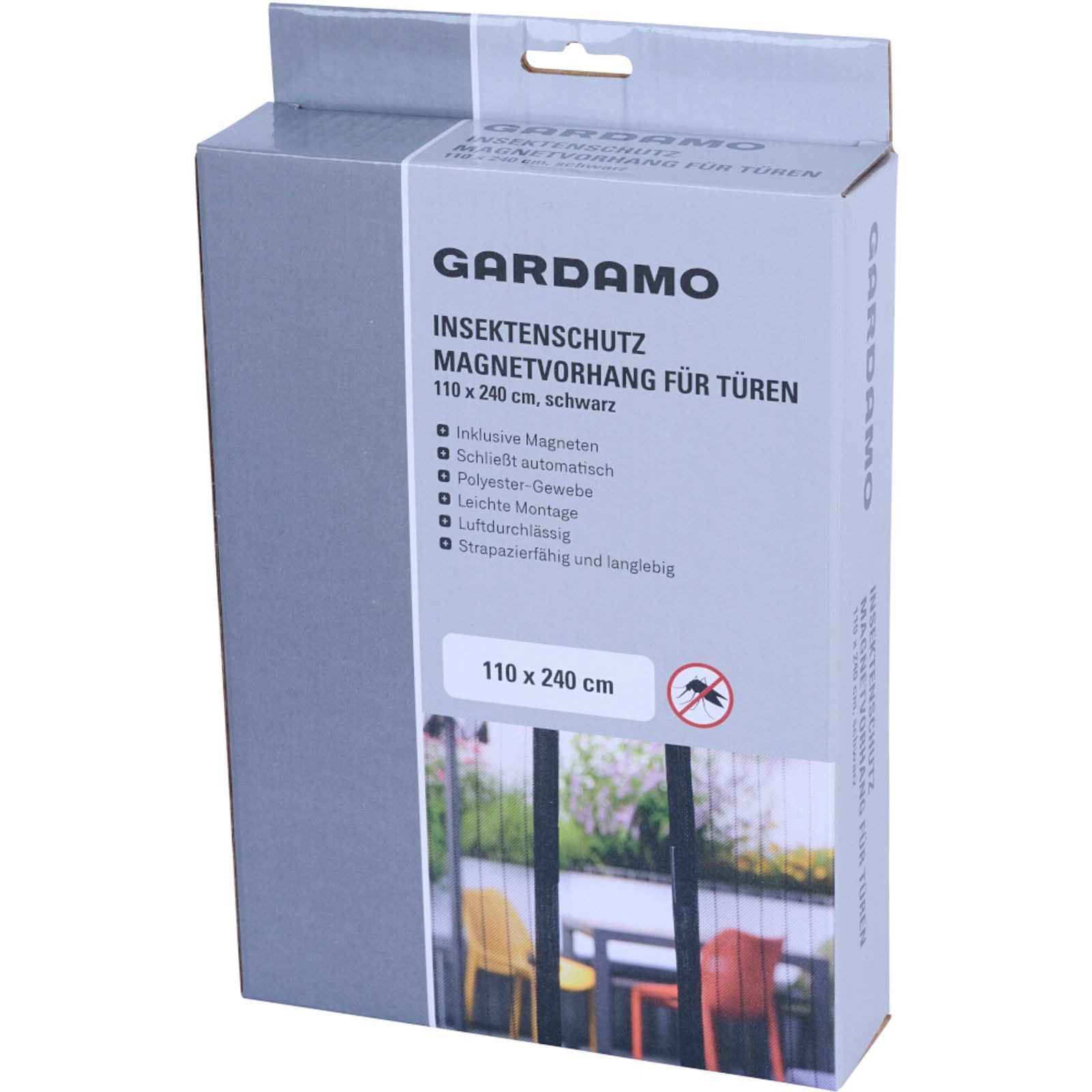 GARDAMO Fliegengitter-Gewebe Fliegengitter Magnet Tür schwarz 110 x 240 cm zuschneidbar