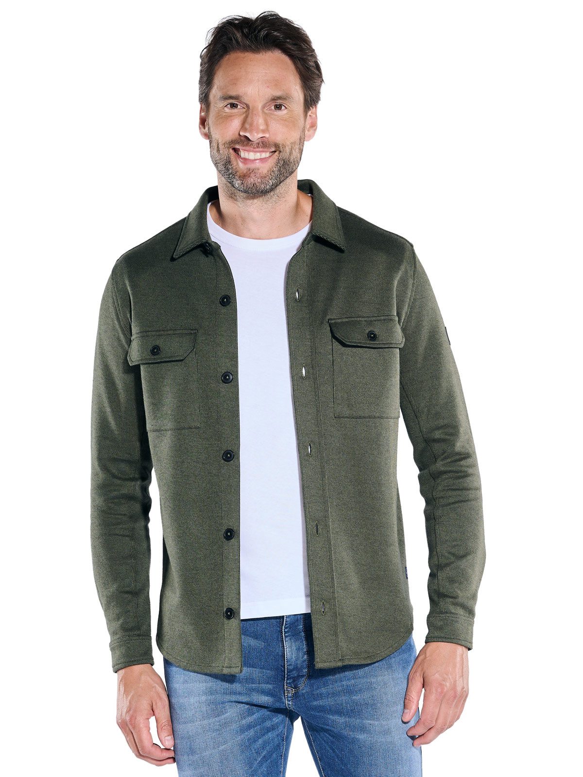 Engbers Sweatshirt engbers Herren Sweatshirt im Overshirt-Design, Oliv