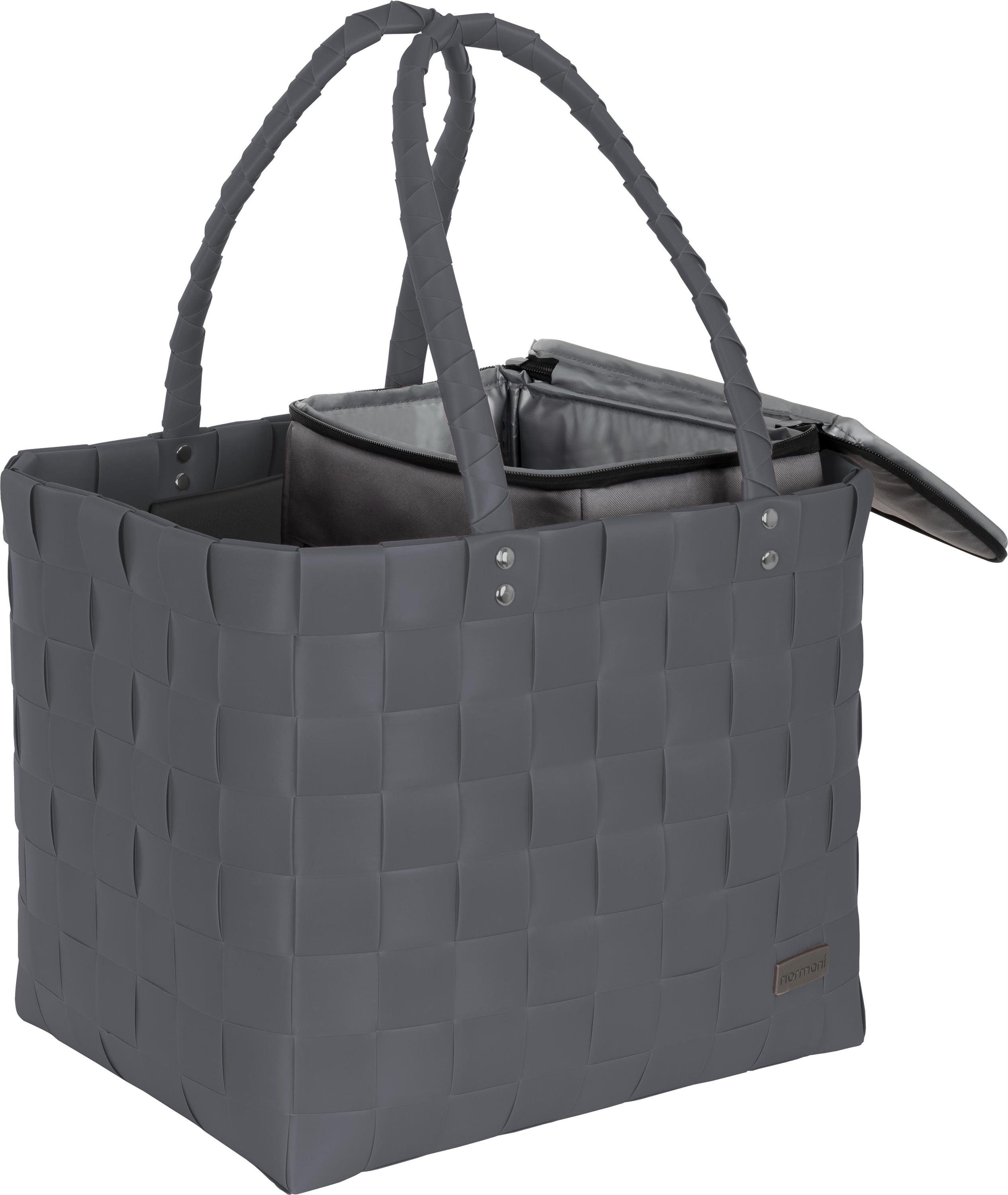 normani Einkaufskorb Flechtkorb mit kleiner Kühltasche, 20 l, Einkaufskorb mit kleinem Kühlkorb