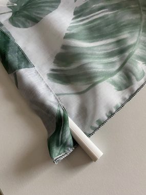 Scheibengardine Design Mini Flächenvorhang Set Tropical Blätter Monstera, Clever-Kauf-24, Stangendurchzug, transparent