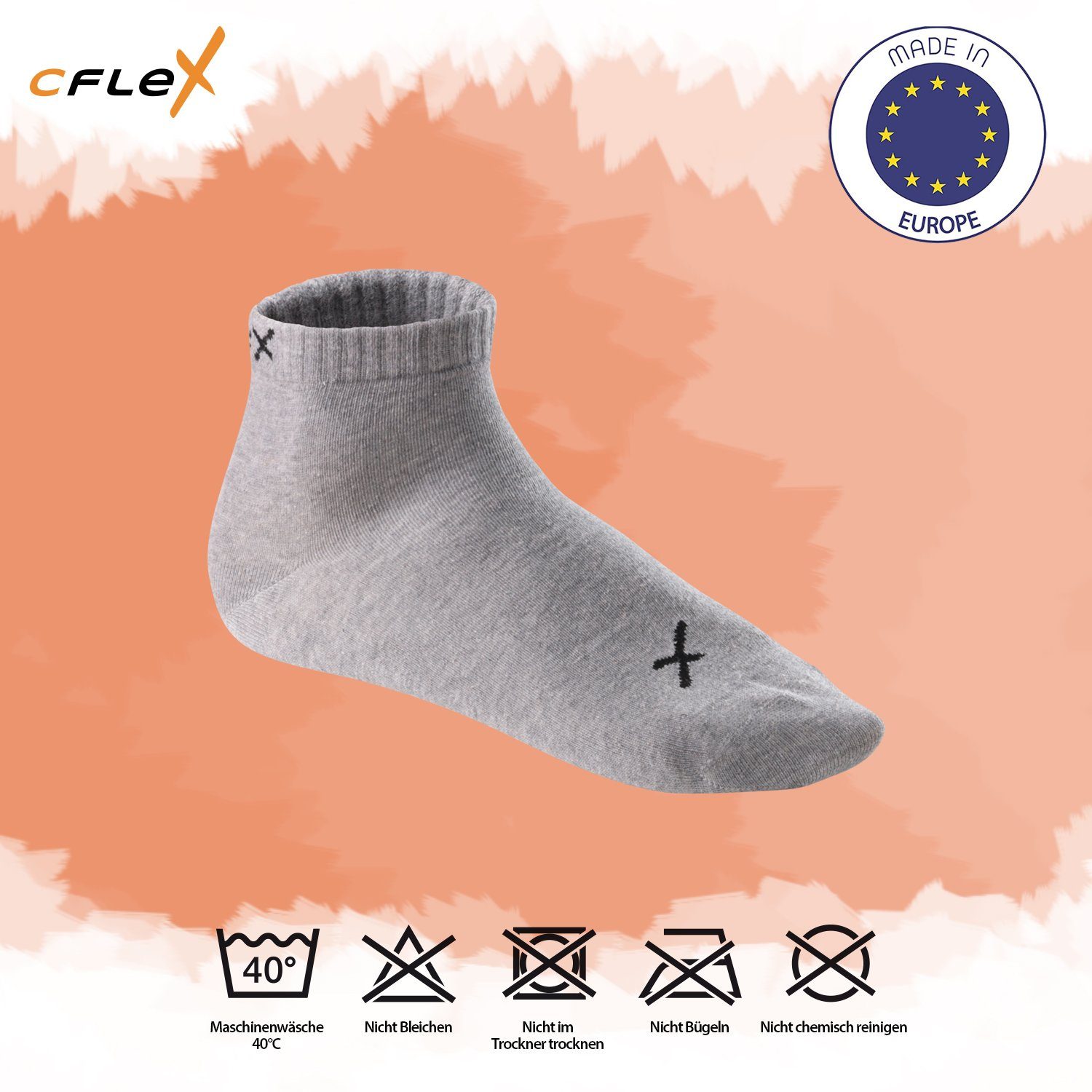 CFLEX Kurzsocken Lifestyle Kurzschaft Socken White Sneaker Herren / / (6 Paar) Black Damen & Grey für