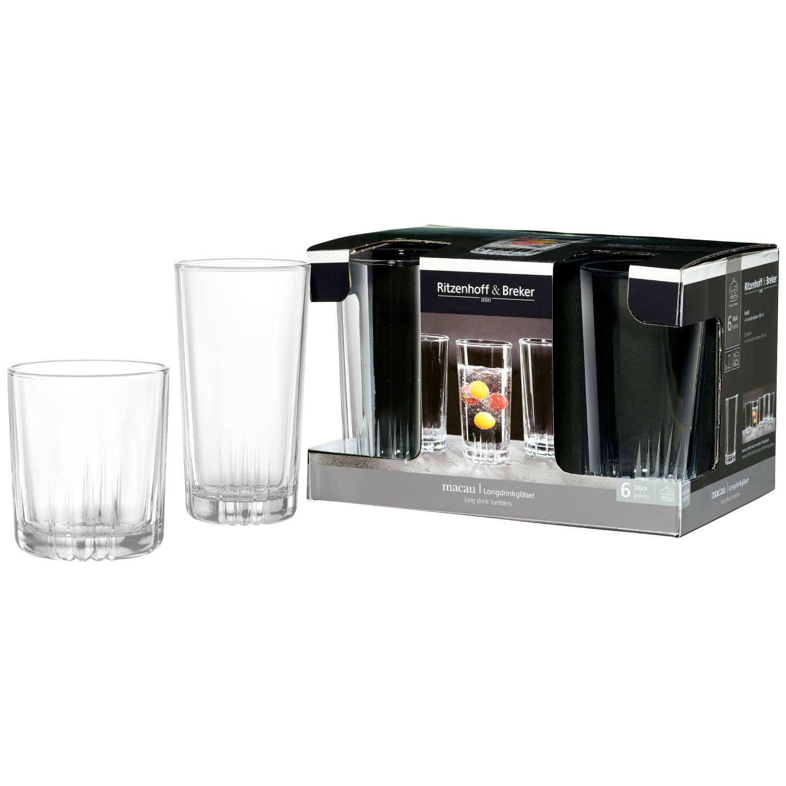 Ritzenhoff & Breker Whiskyglas Macau Whiskygläser 330 ml 6er Set, 6-tlg., Glas