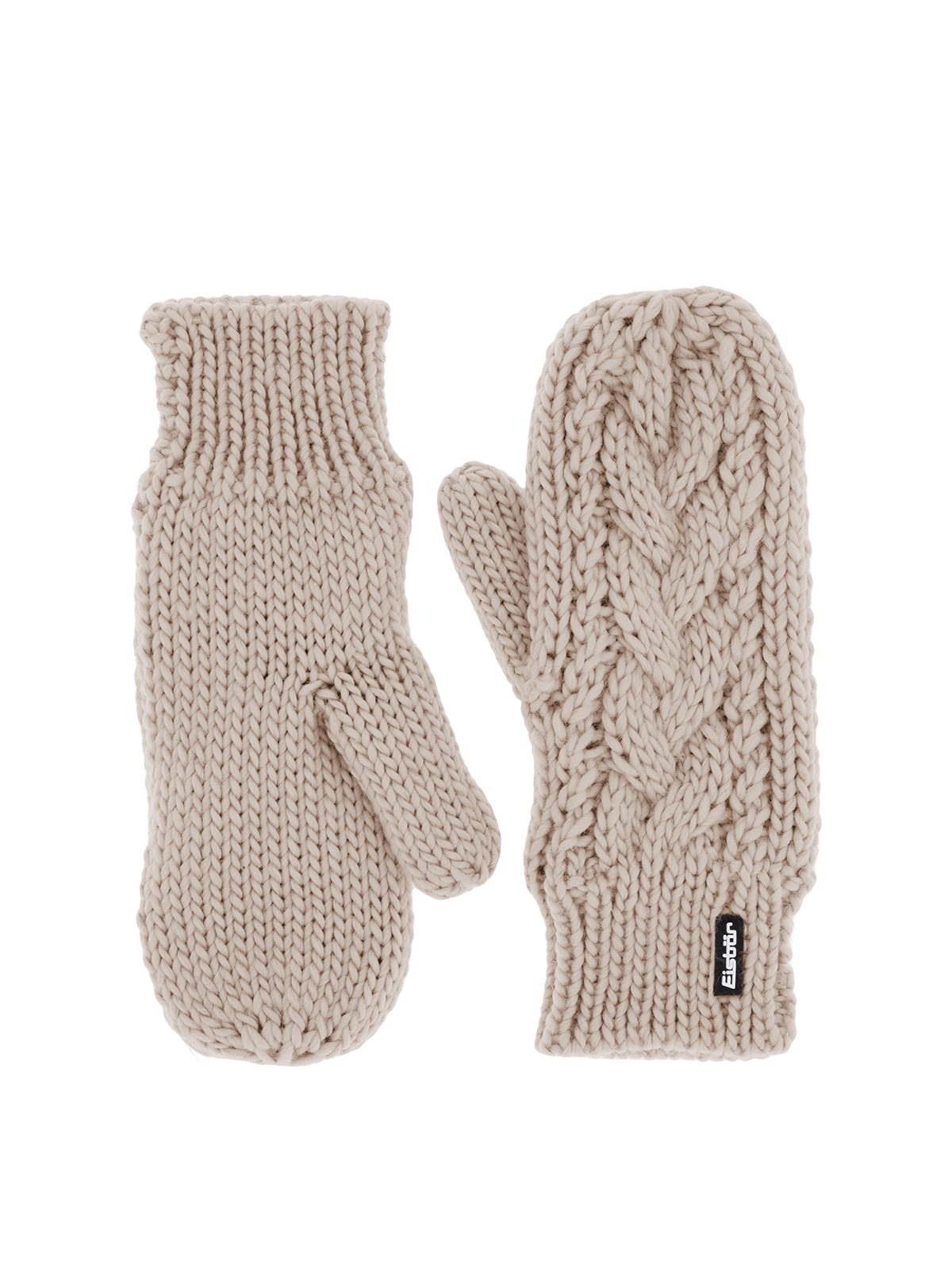 Eisbär Strickmütze Eisbär Afra Mittens Fäustlinge Zopfmuster beige