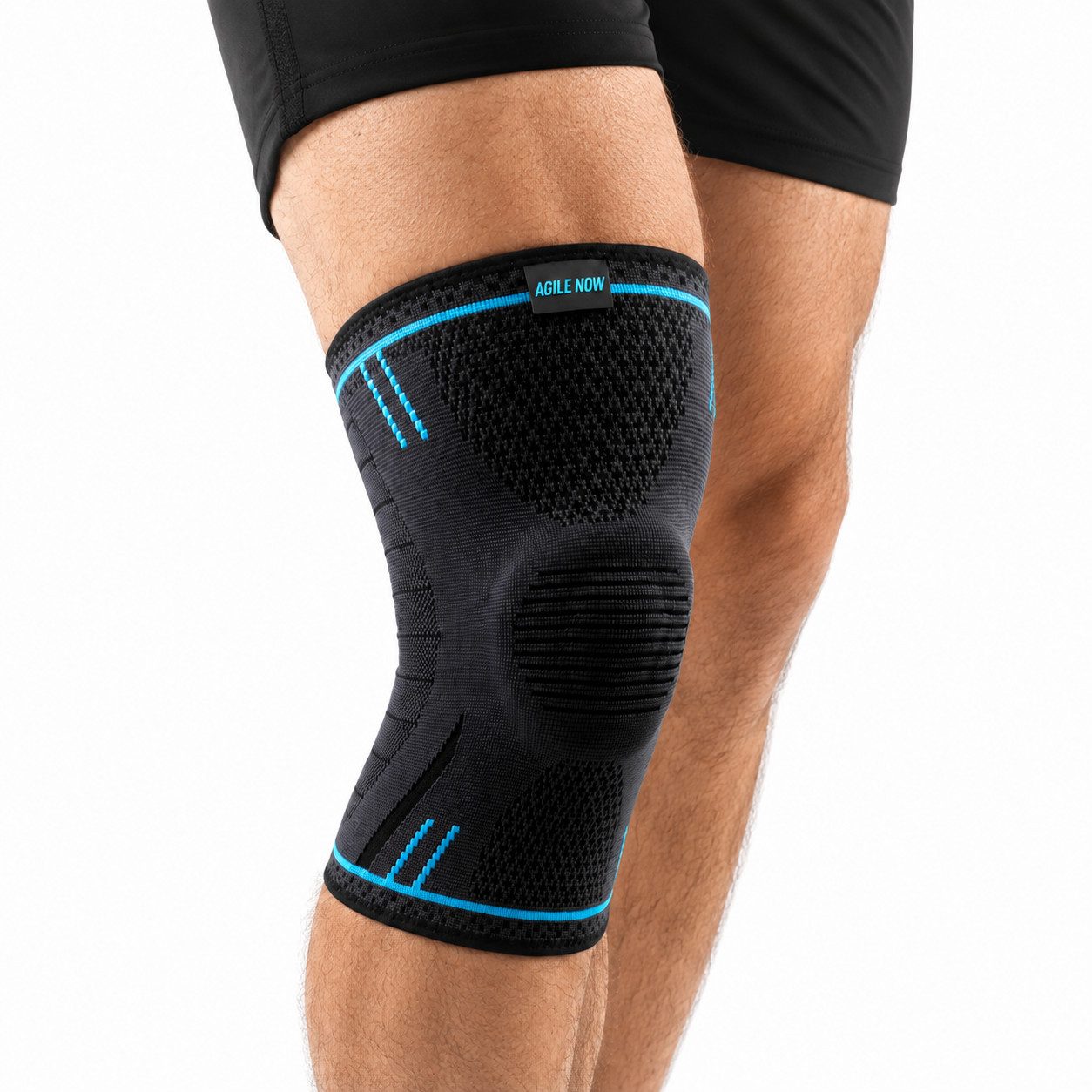 AGILE NOW Kniebandage Basic Plus, Stabilisiert & Entlastet (Hochwertiges und Atmungsaktives Material, Mit Patella Gel-Pad), Atmungsaktiv & Rutschfest