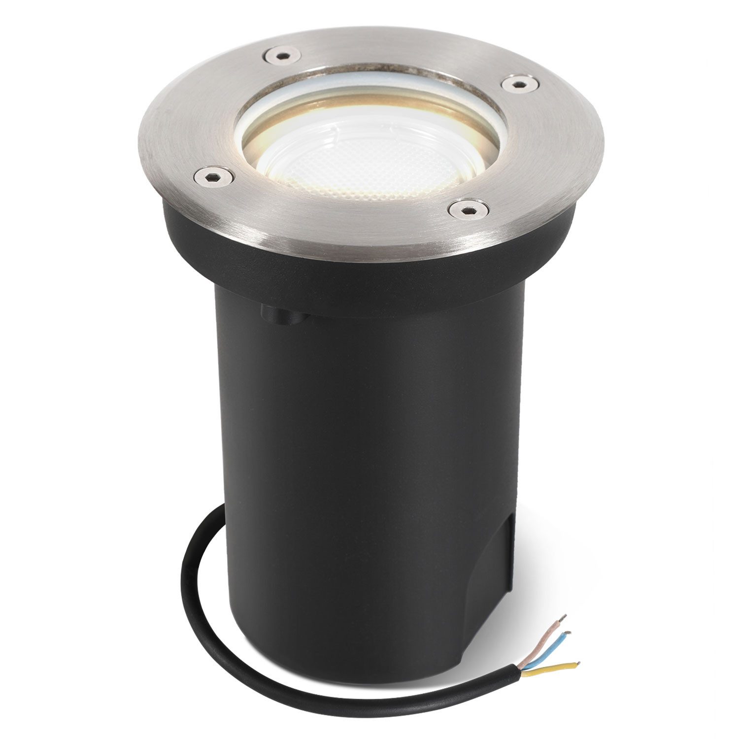 Clanmacy Gartenstrahler 3W LED Bodenleuchte Schwenkbar Außen Bodenstrahler IP67 Silber Gehäuse