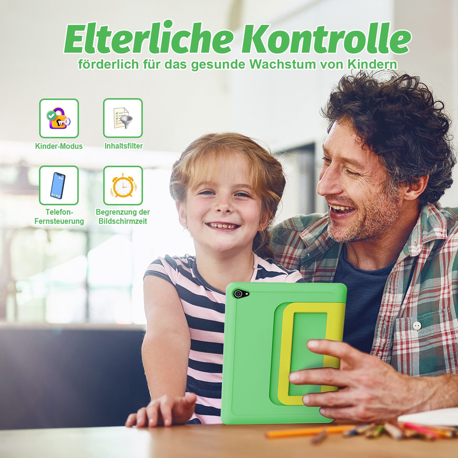 BUFO 10 Zoll 24(3+21)GB RAM+64GB ROM 1280x800 HD-Display Android16 Kinder Tablet (10,1", 64 GB, Android 16, WIFI, Anti-Blaulicht, Vorinstallierte Kinder Lernsof – Bild 4 von 5