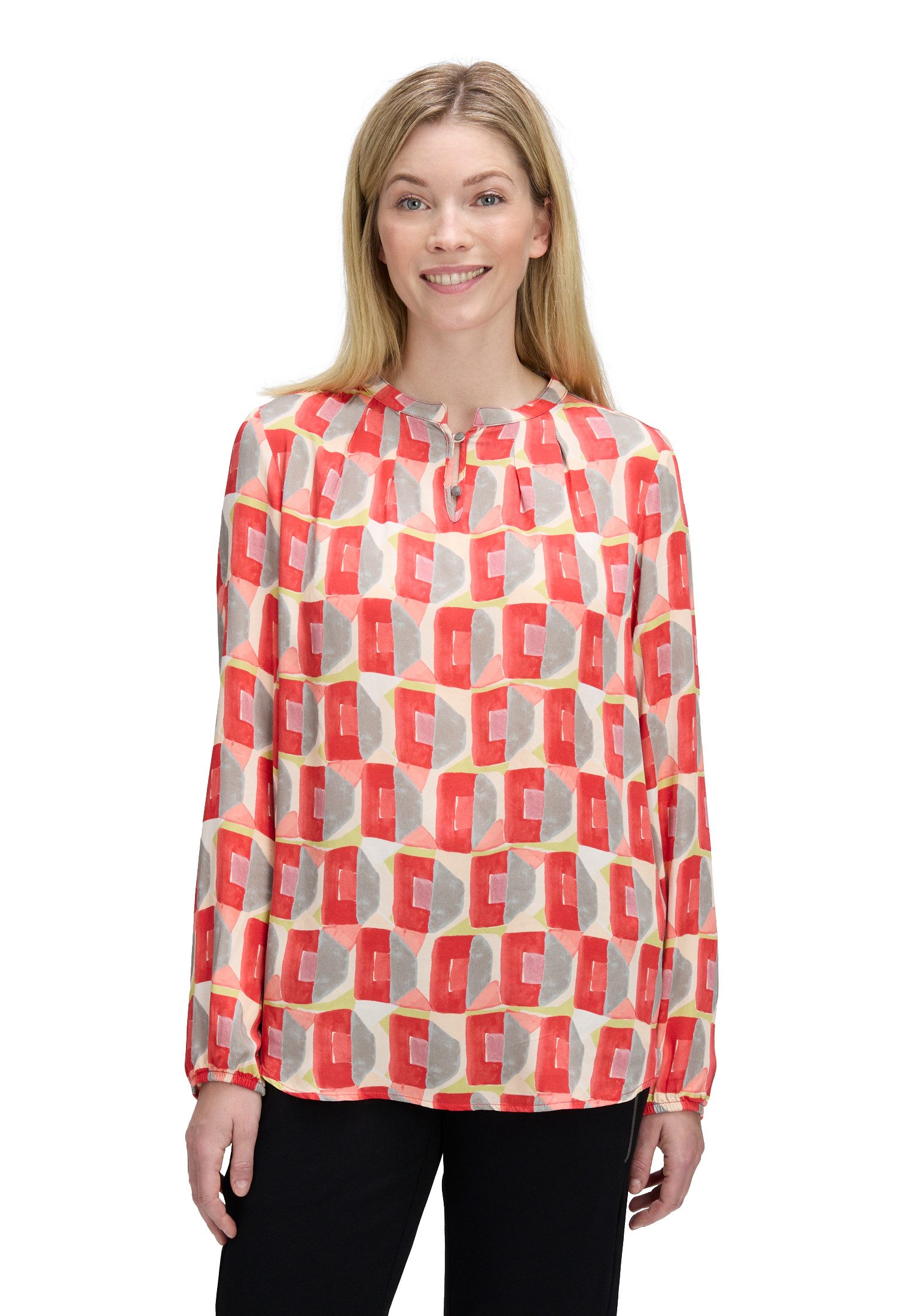 Cartoon Schlupfbluse Damen Casual-Bluse mit Knöpfen günstig online kaufen