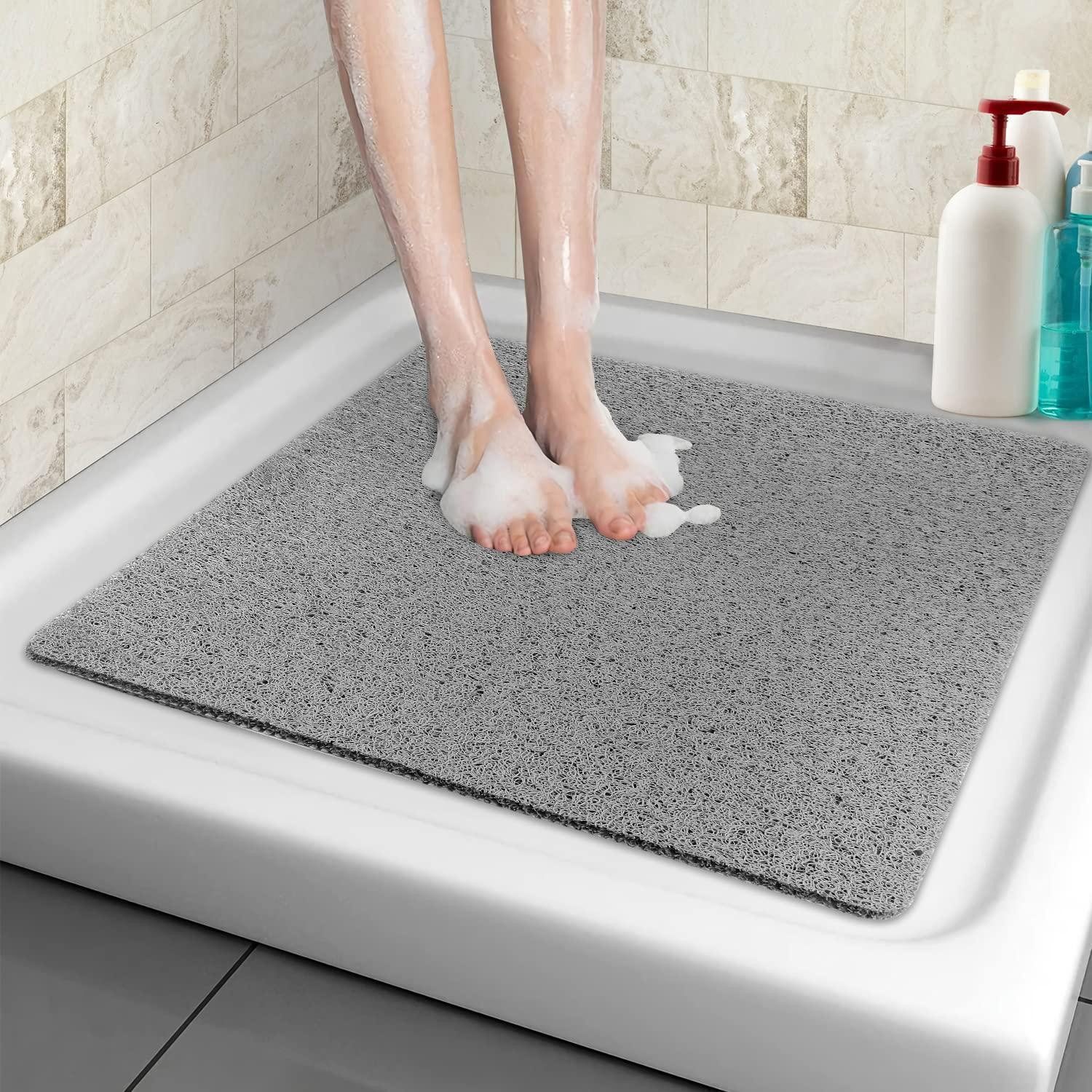 LuxusKollektion Duschmatte Duschmatte 80x80cm Grau PVC Luffa Anti-Rutsch, Höhe 10 mm, rutschhemmend beschichtet, Kunststoff, quadratisch