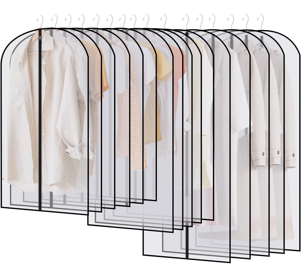 SinLaw Kleidersack 16 Kleidertaschen Anzug, Kleidertaschen mit Reißverschluss, 4 Größen transparente Kleidungsstück Schutzabdeckung