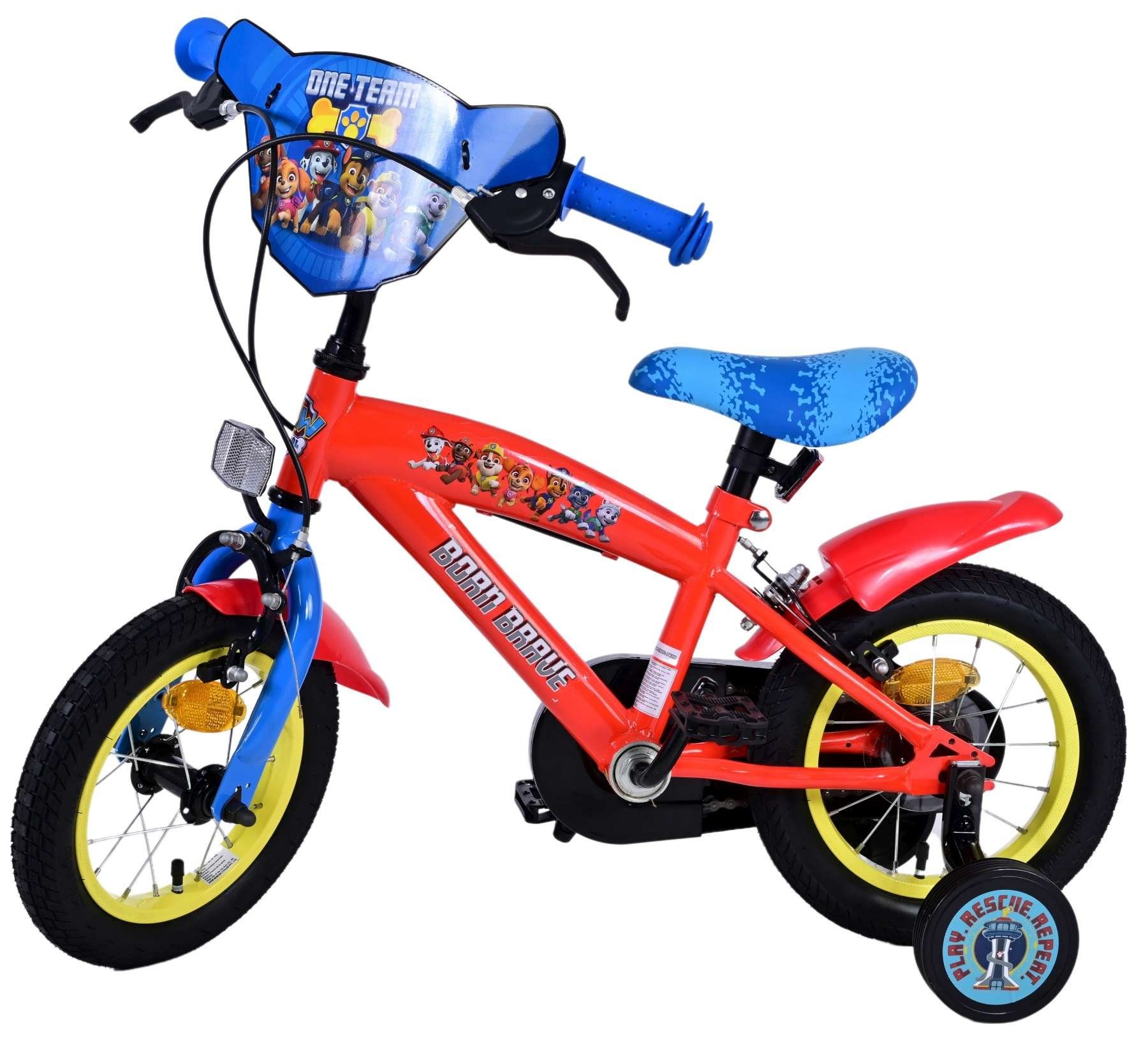 Volare Kinderfahrrad Volare Paw Patrol - Jungen - 12 Zoll - Blau - Zwei handbremsen, Offiziell lizenziertes Paw Patrol Produkt, abnehmbare Stützräder