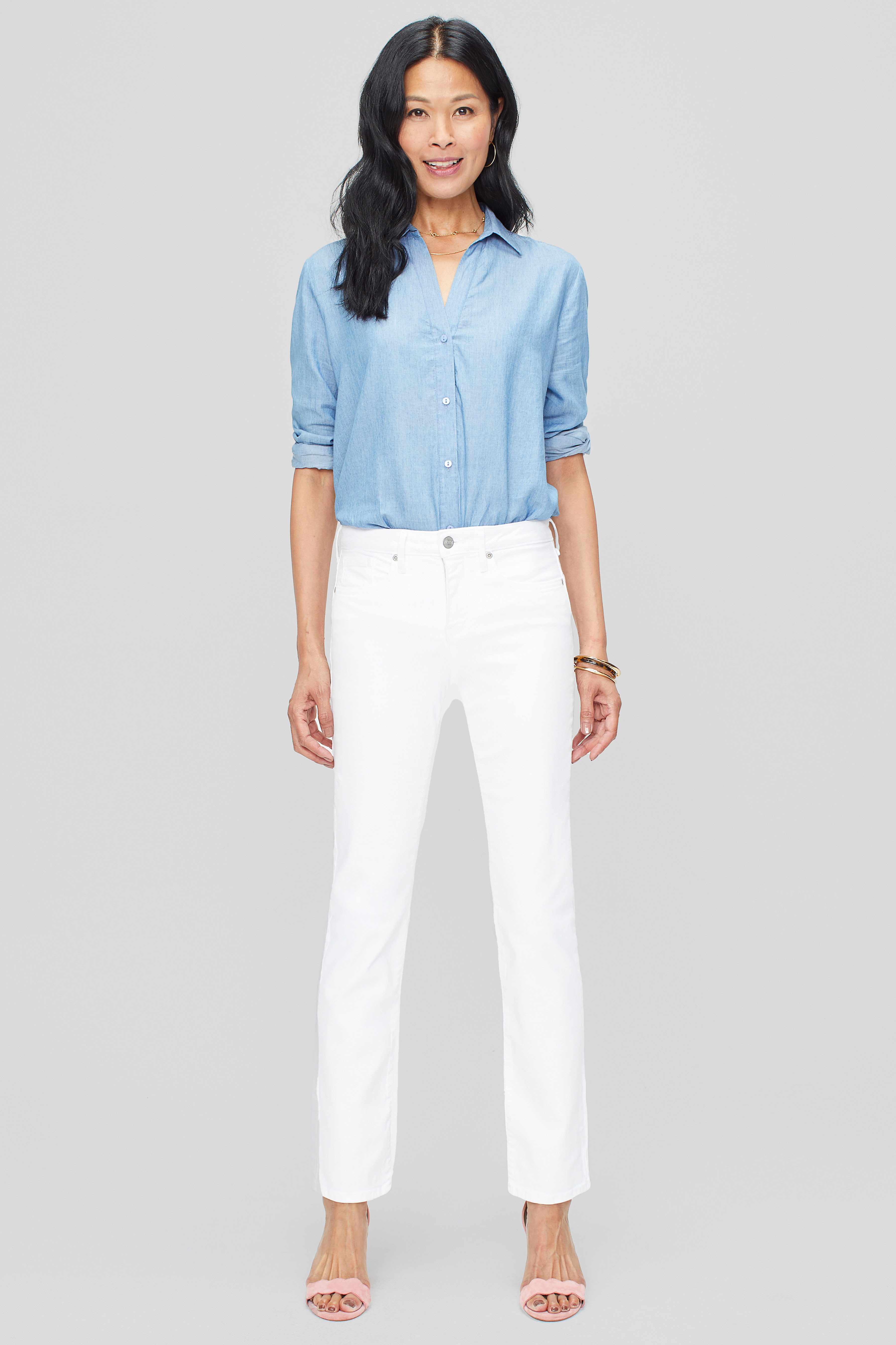 NYDJ Slim-fit-Jeans Sheri Slim Jeans Weiß Farbiger Denim