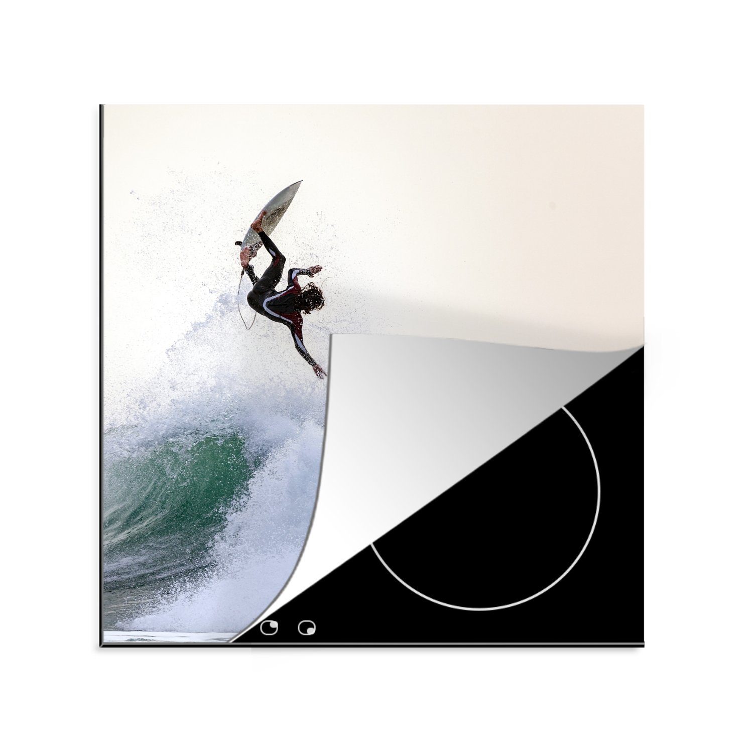 MuchoWow Herdblende-/Abdeckplatte 78x78 Surfer Arbeitsplatte küche macht (1 für tlg), einen Trick, cm, Vinyl, Ceranfeldabdeckung
