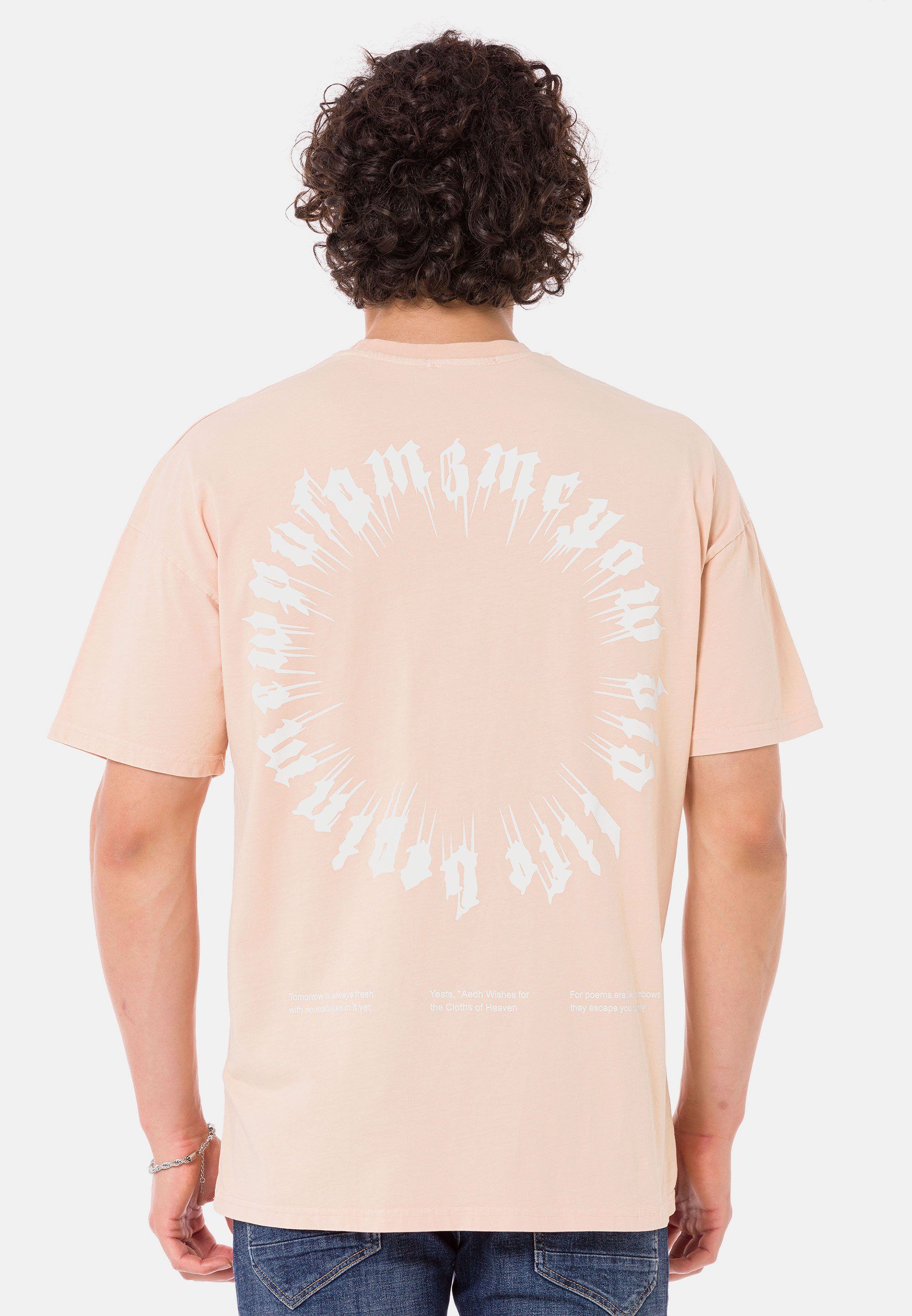 RedBridge T-Shirt Runcorn großflächigem auf dem beige Print mit Rücken
