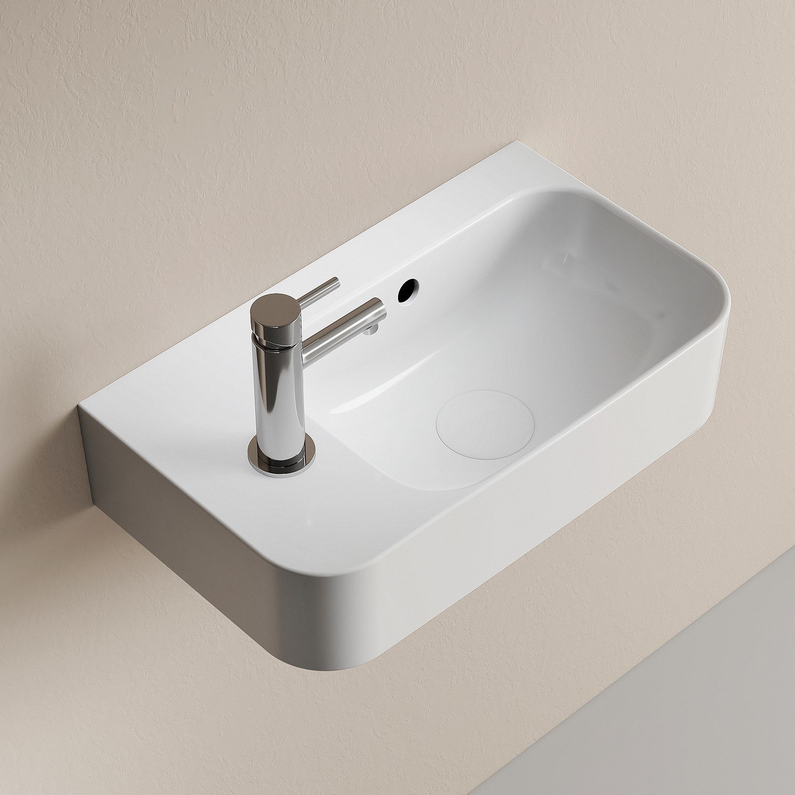 EMKE Aufsatzwaschbecken Waschbecken Oval Rund Wandmontage Waschtisch für Badezimmer/Gäste-WC, mini waschbecken 45cm