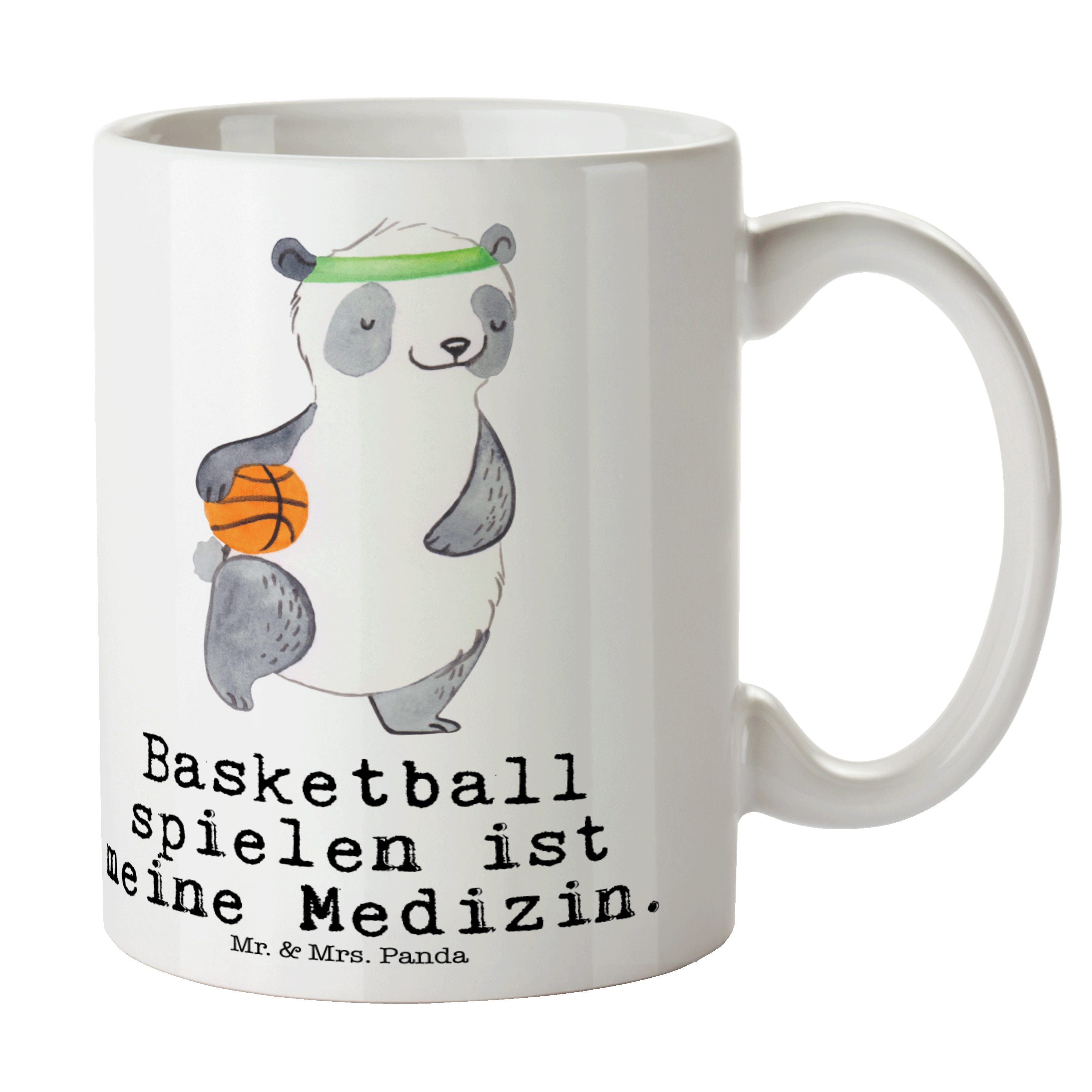 Mr. & Mrs. Panda Tasse Panda Basketball Medizin - Weiß - Geschenk, Gewinn, Teebecher, Schenk, Keramik