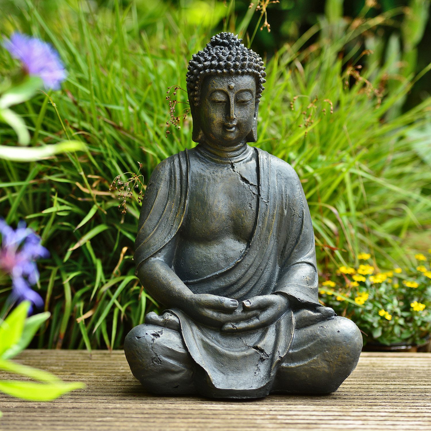 INtrenDU Gartenfigur Dhyana-Buddha Garten Buddha Figur 38cm günstig online kaufen