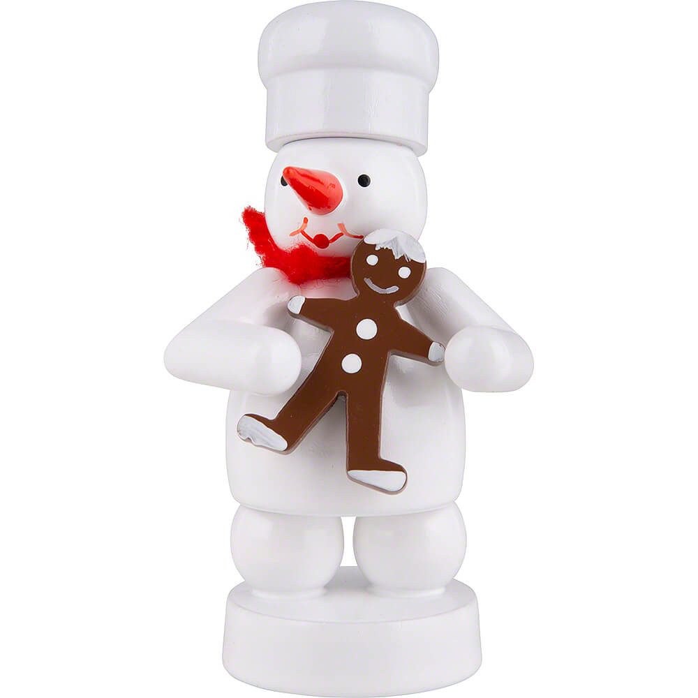 Volkskunst Zenker Dekofigur Schneemann Bäcker mit Pfefferkuchen-Mann (8cm) von Zenker Volkskunst