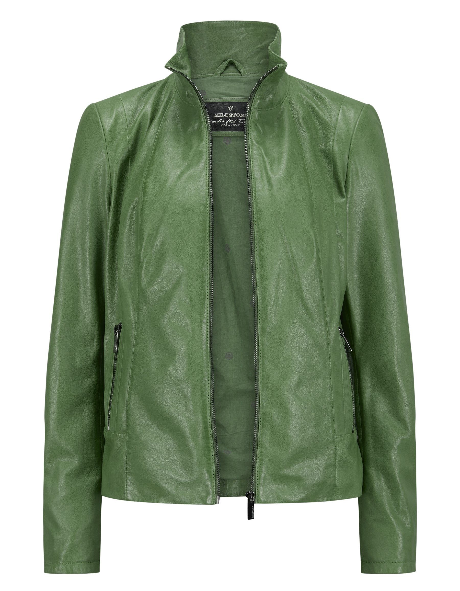Milestone Lederjacke MSVela Bikerjacke mit Stehkragen aus Lammleder