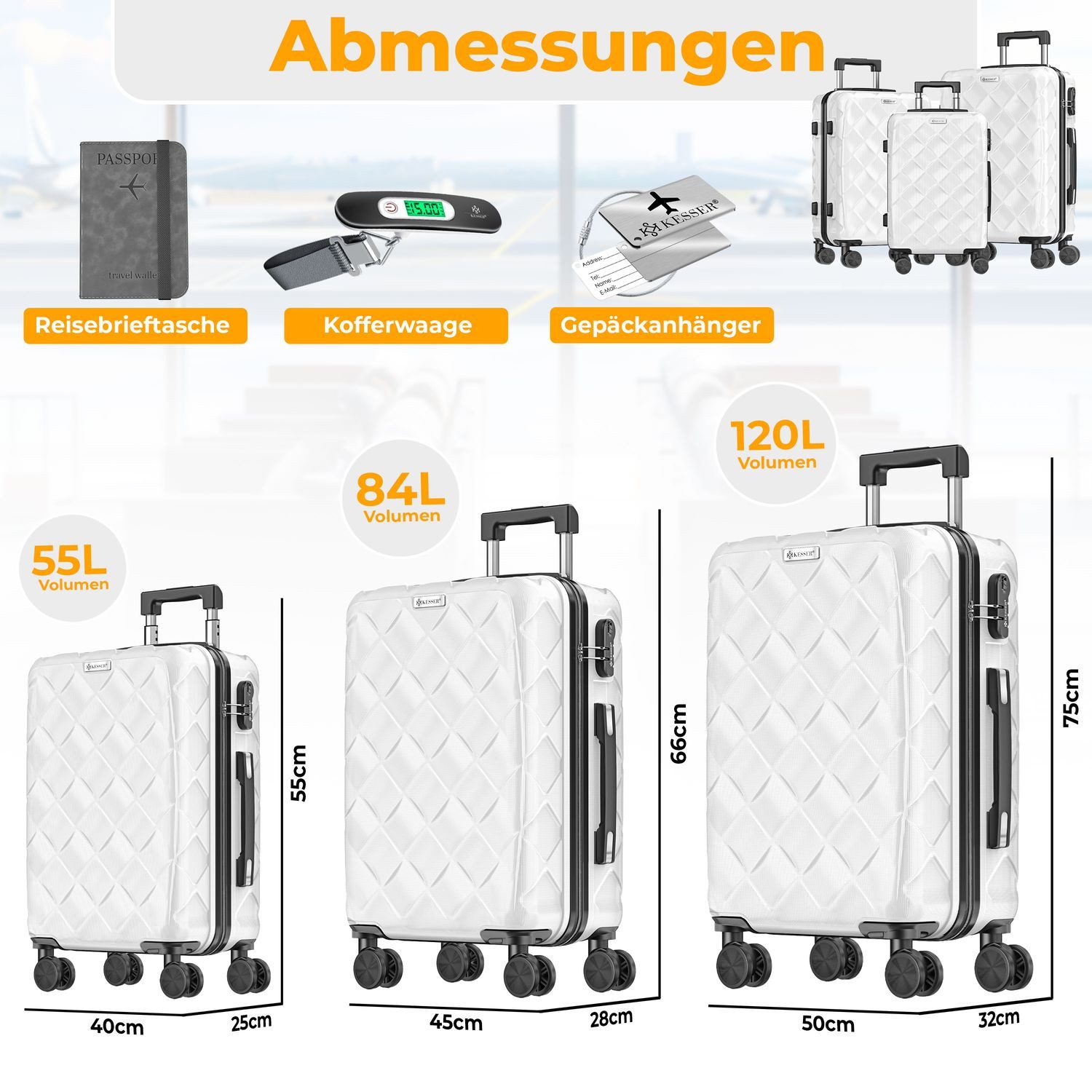 KESSER Kofferset, Reisekoffer 3-teilig Hartschalenkoffer mit Handgepäck, Sc günstig online kaufen