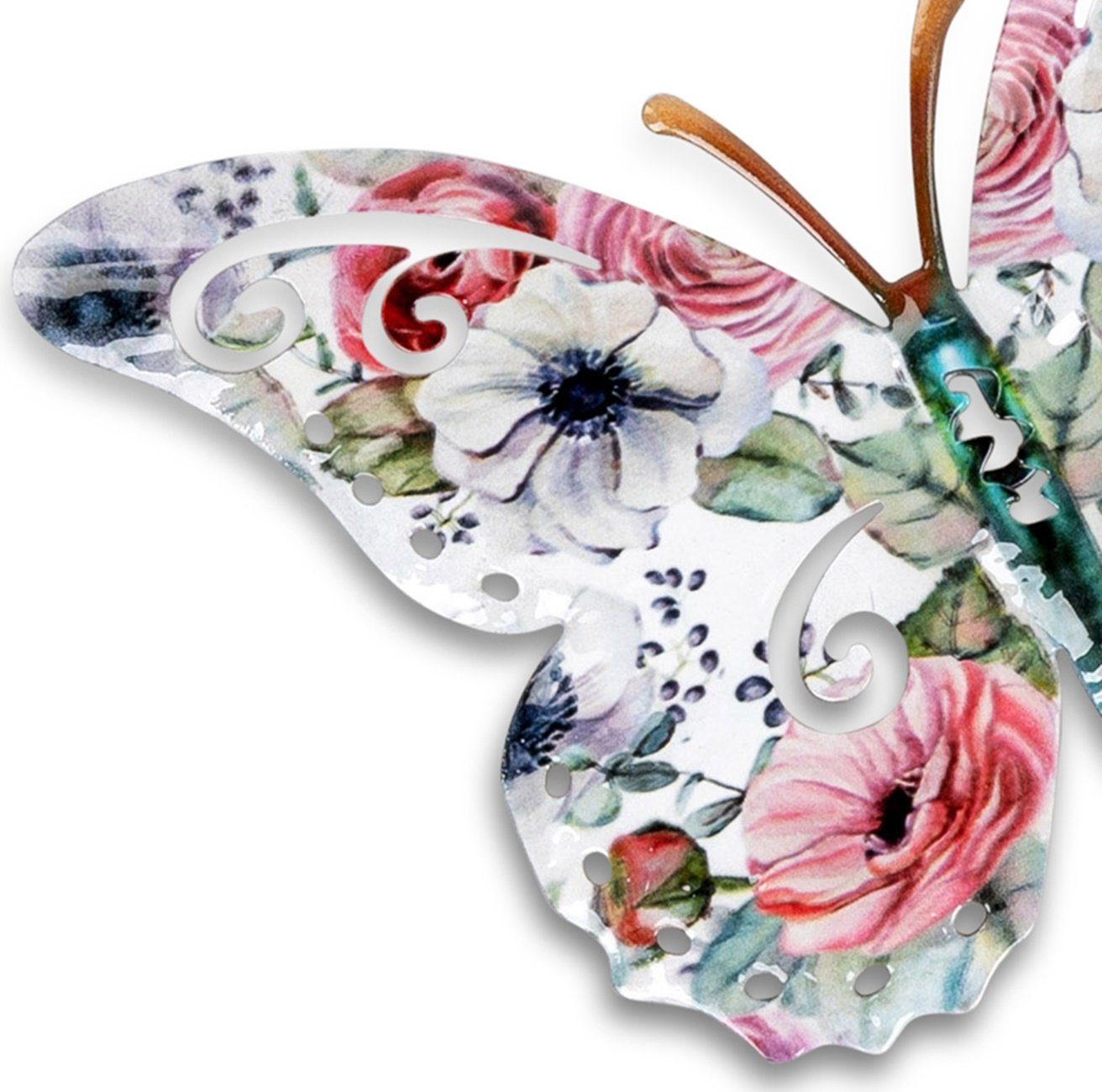 (kein dekojohnson mit Set) Blumendekor 36x1x27 cm Wanddeko Schmetterling Wanddekoobjekt