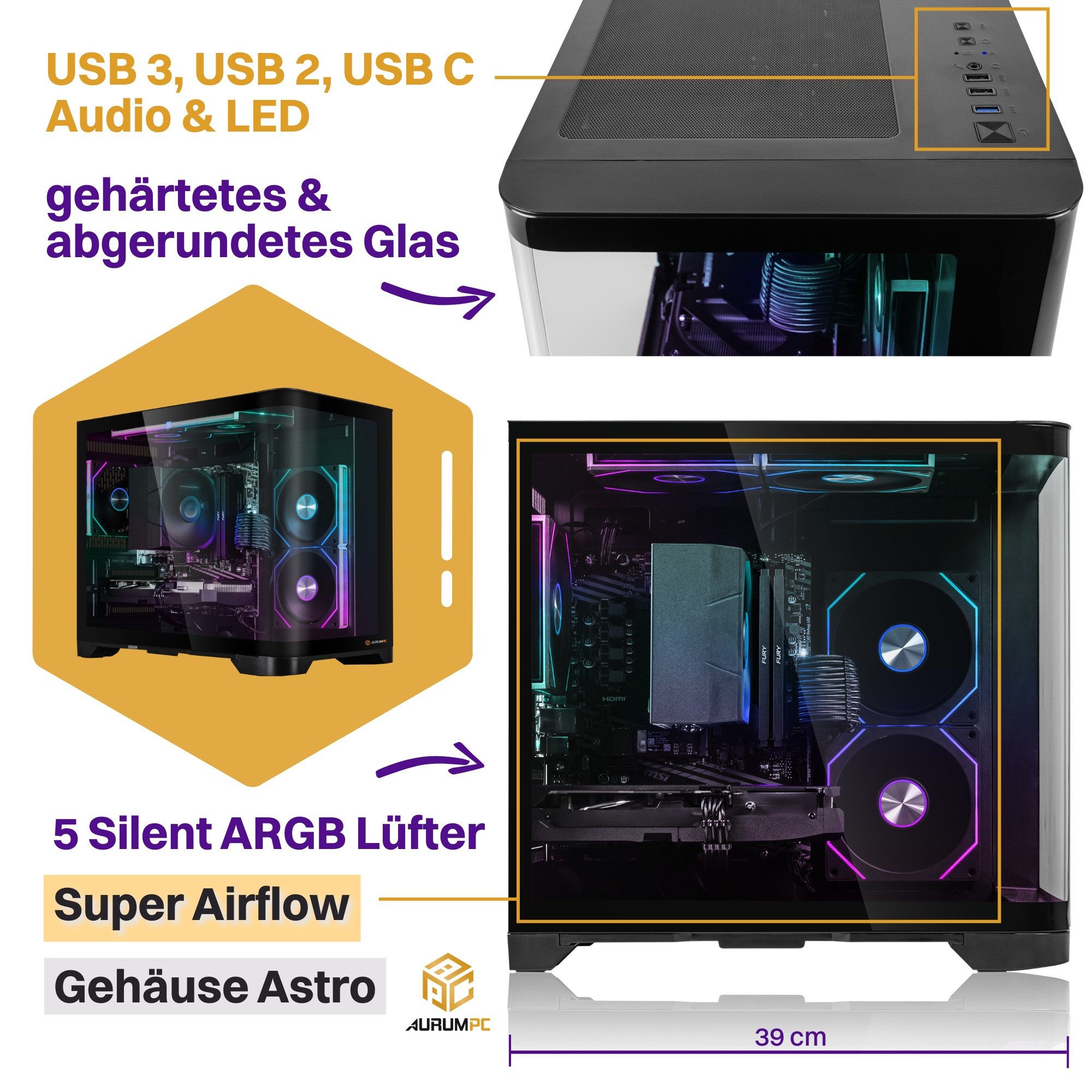 AurumPC R7 7800X3D mit RTX5070 12GB und 32GB DDR5 RAM Gaming-PC (AMD Ryzen 7 7800X3D, GeForce RTX 5070, 32 GB RAM, 1000 GB SSD, Luftkühlung, Windows 11, WLAN)