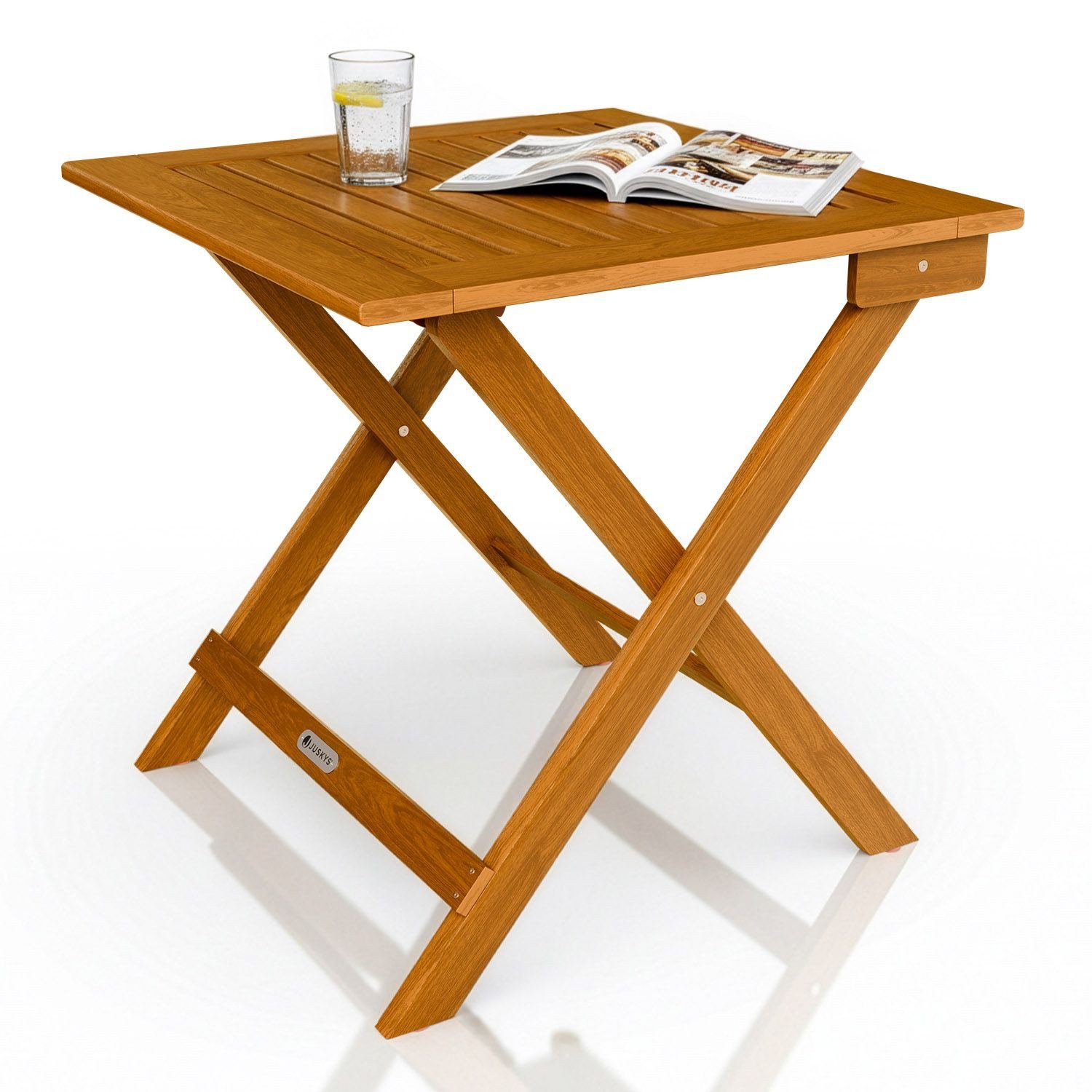 Juskys Gartentisch Zadar, Robustes Akazienholz, Klapptisch platzsparend, Leicht und mobil