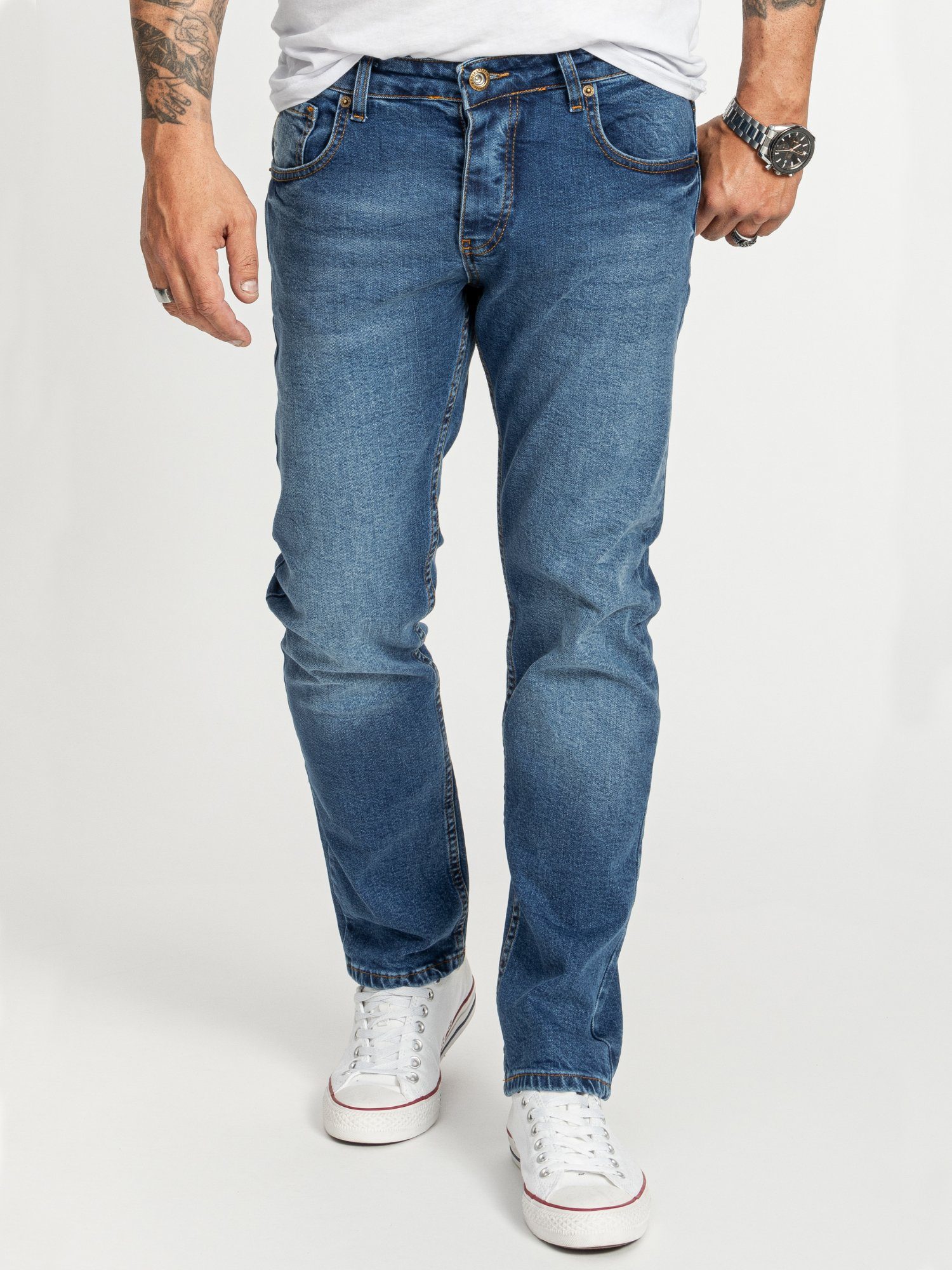 Rock Creek Regular-fit-Jeans Herren Jeans Stonewashed günstig online kaufen